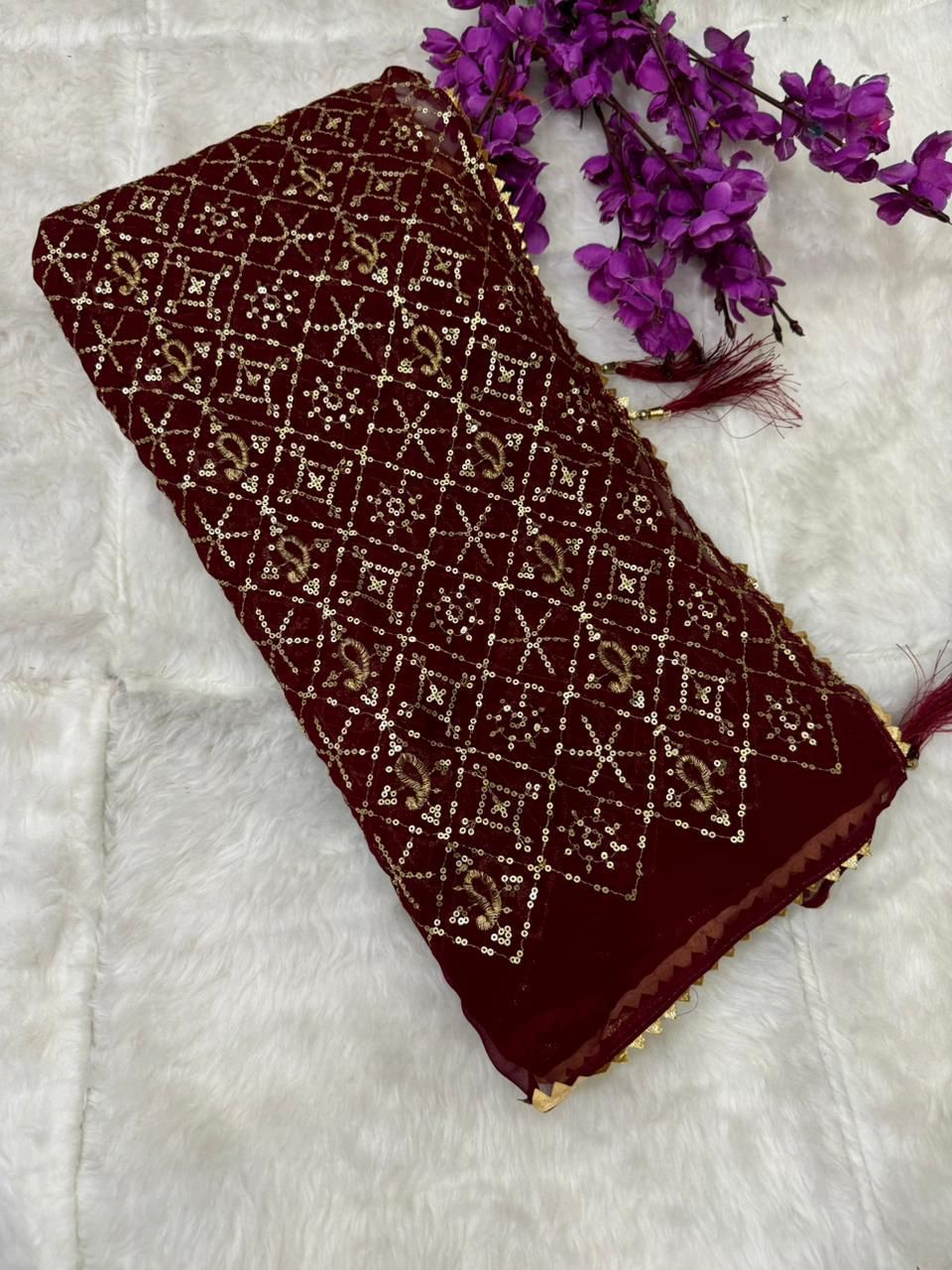 Pure Georgette vintage Minakari work duptta 