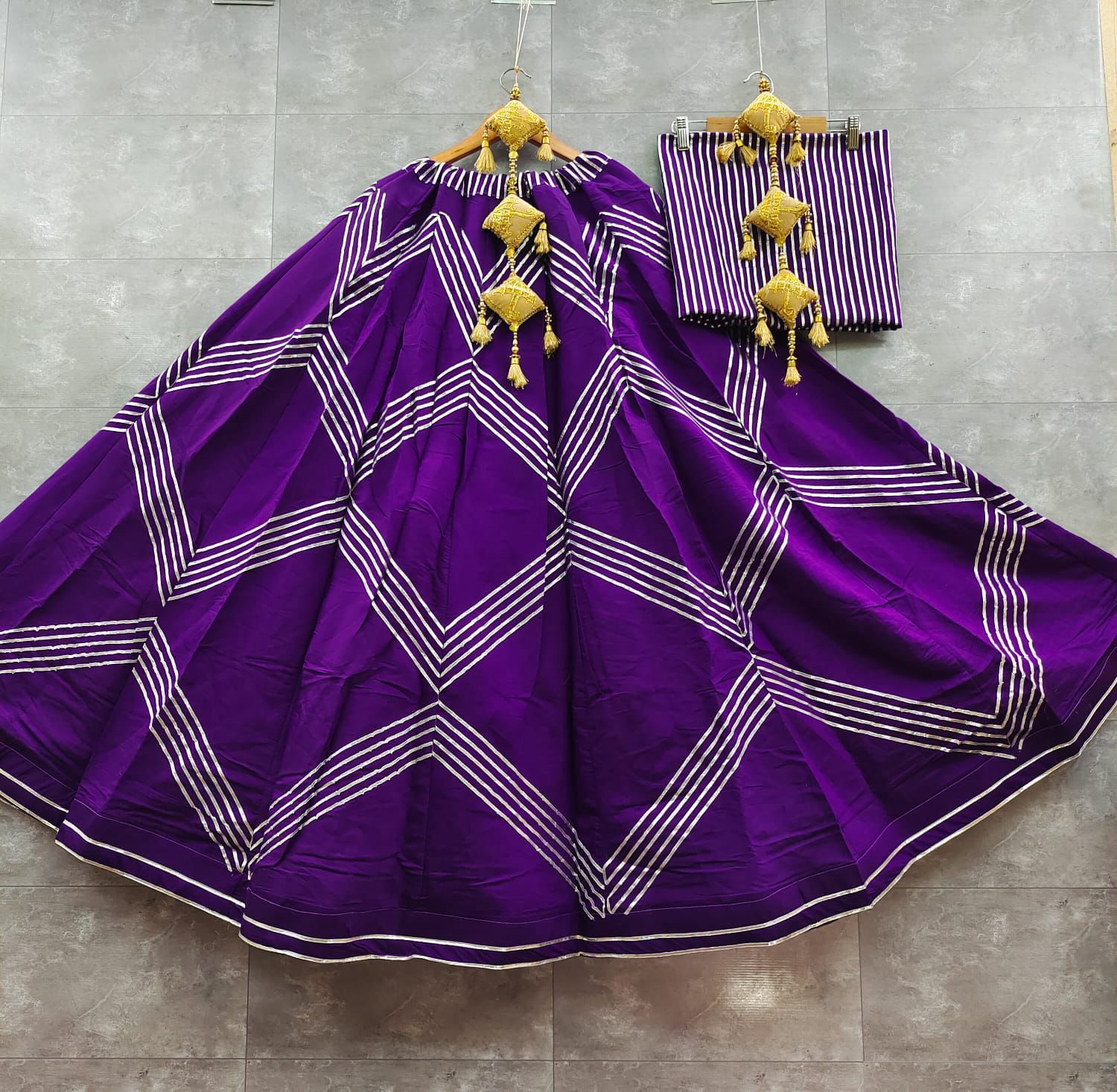 Roman silk chaniya choli with gota work 