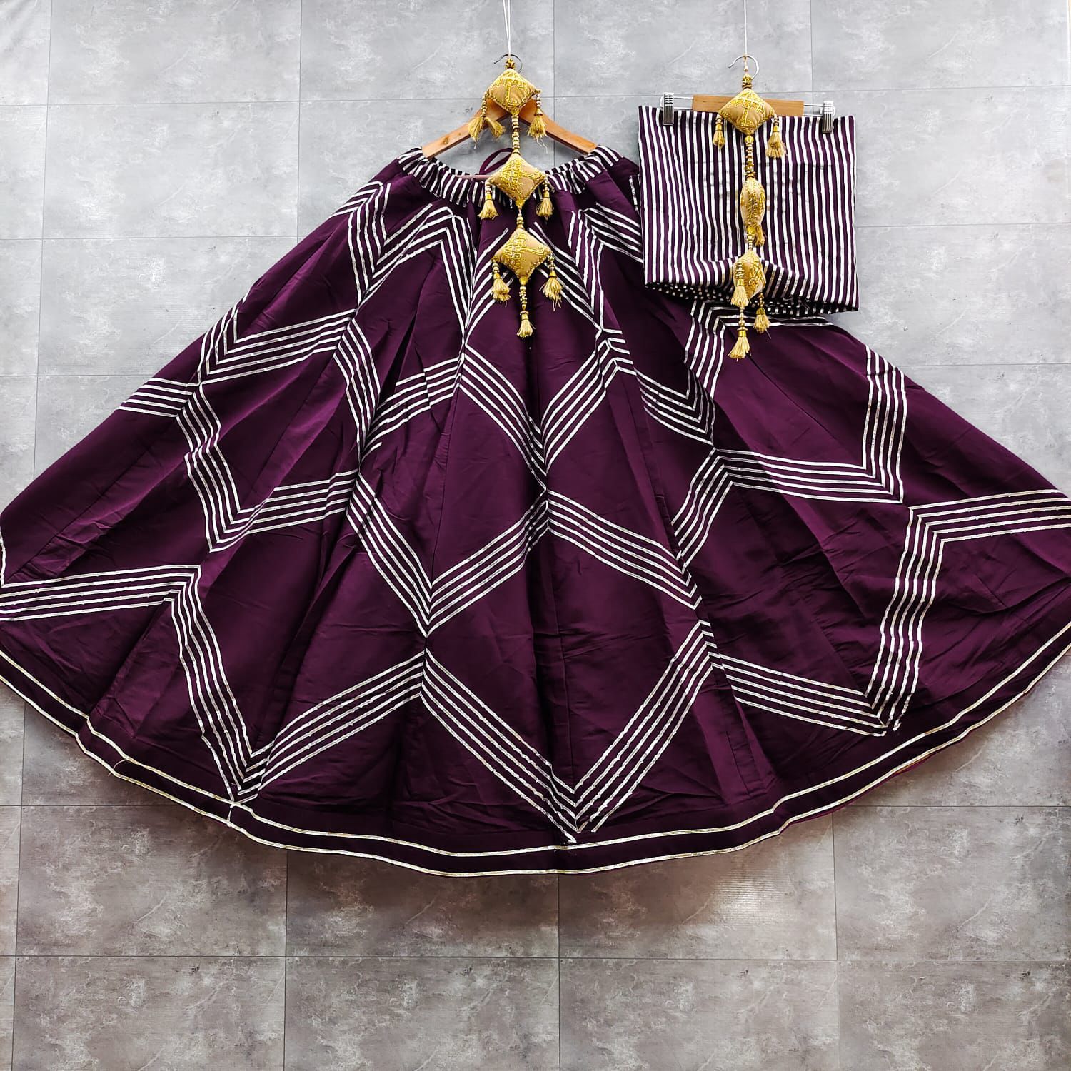 Roman silk chaniya choli with gota work 