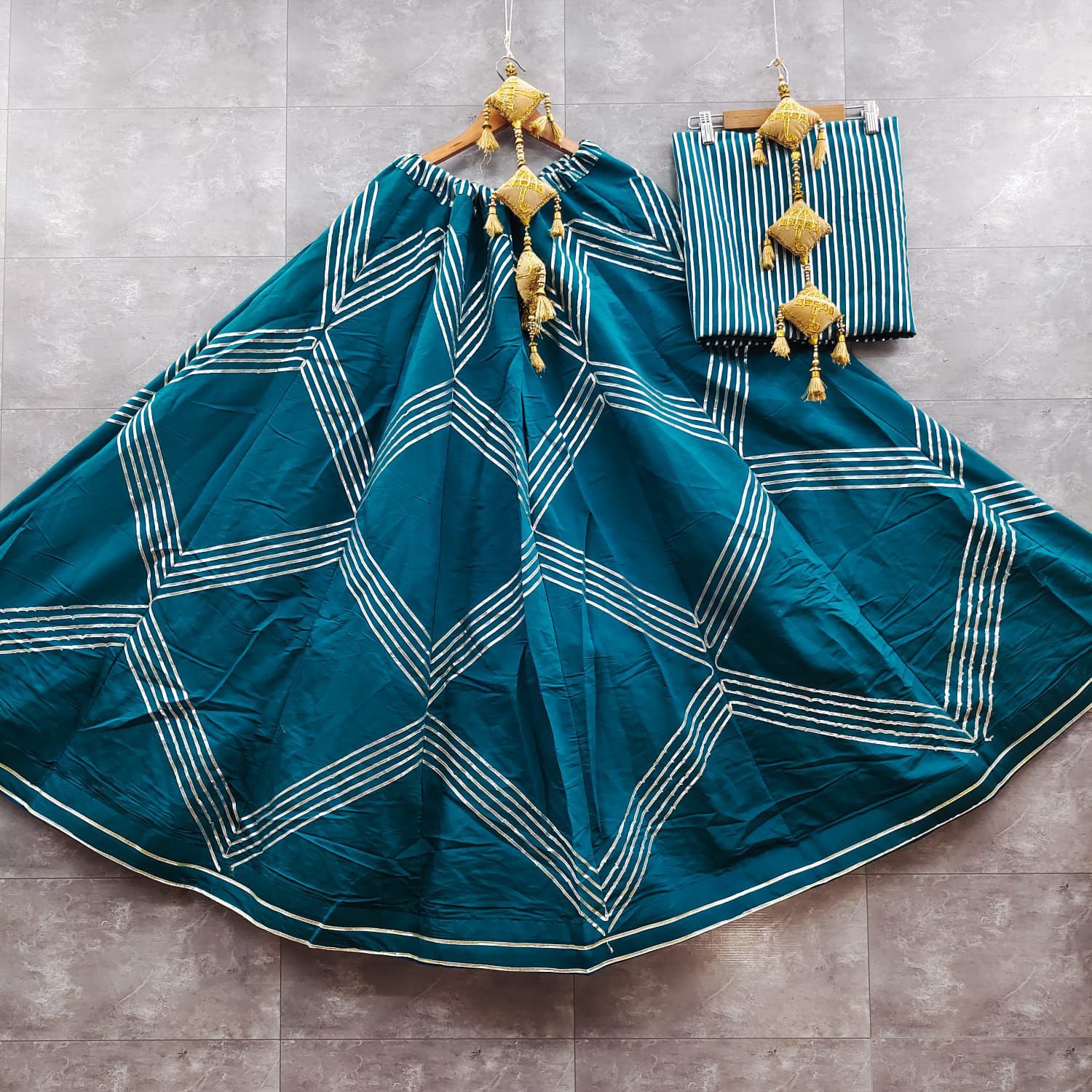 Roman silk chaniya choli with gota work 