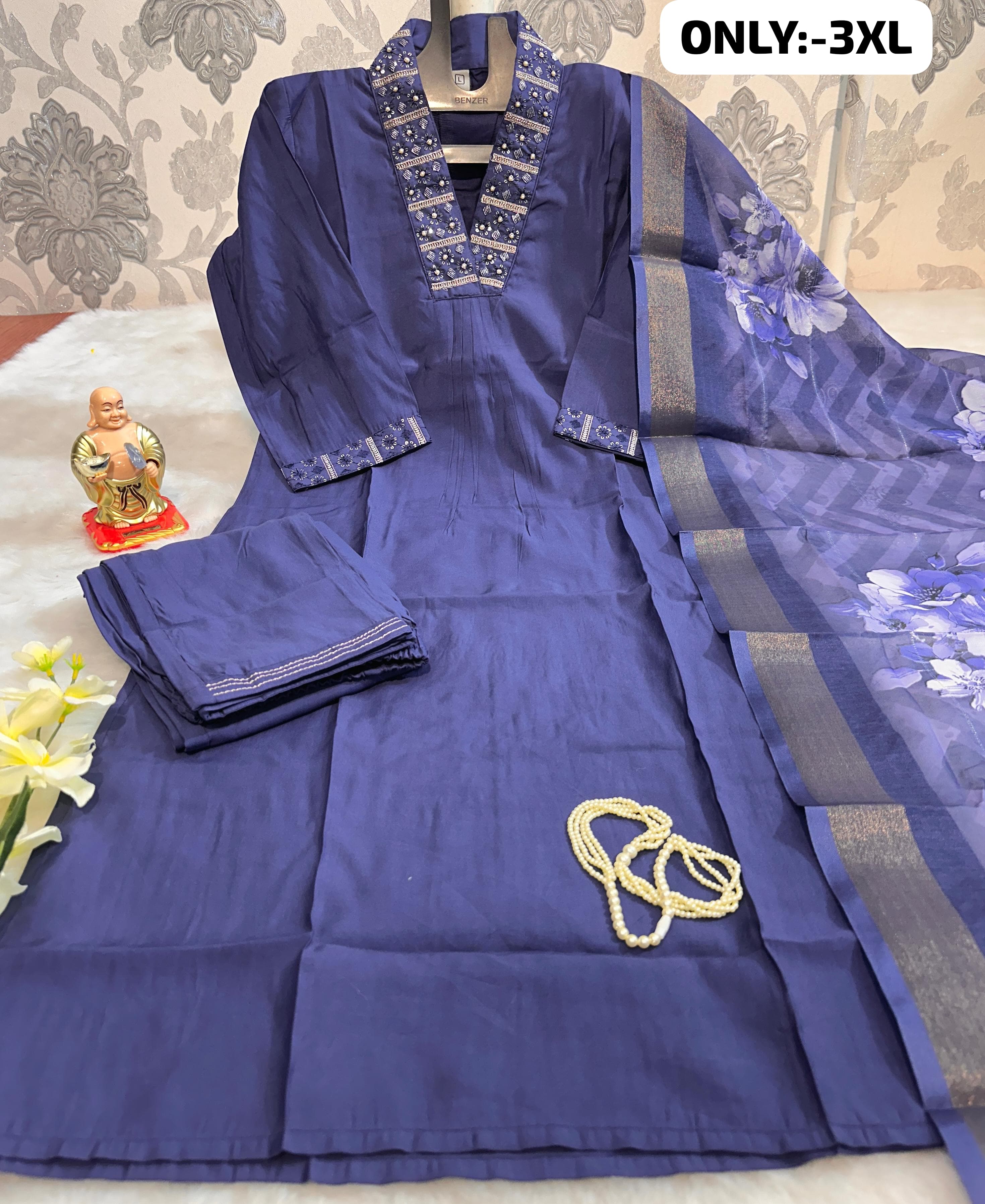 HAND WORK  KURTI WITH  DUPATTA PENTS SET