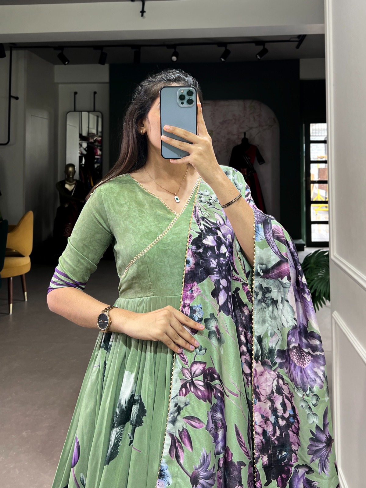 Tussar Silk print gown 🌺