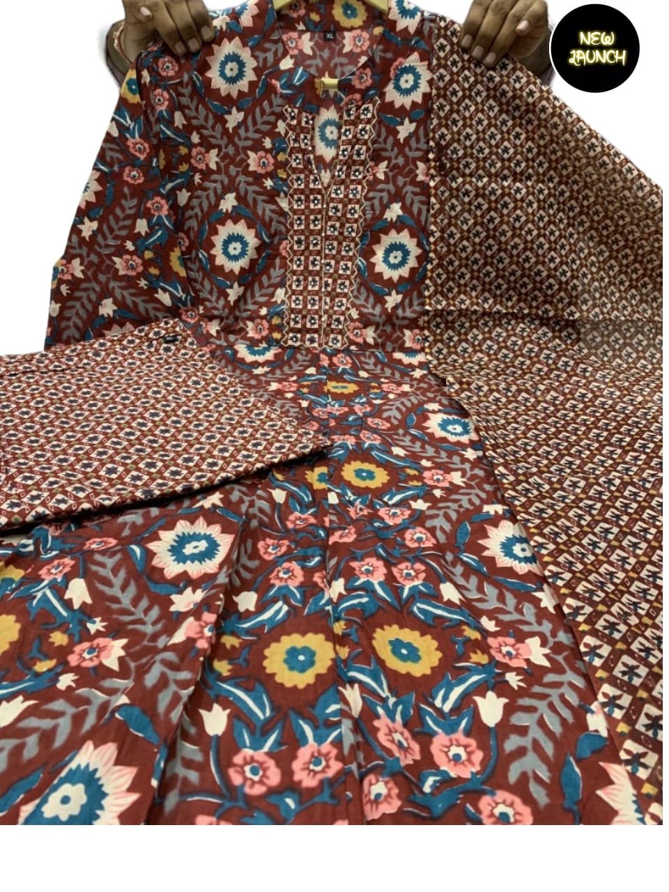 Hand-block print kurti set