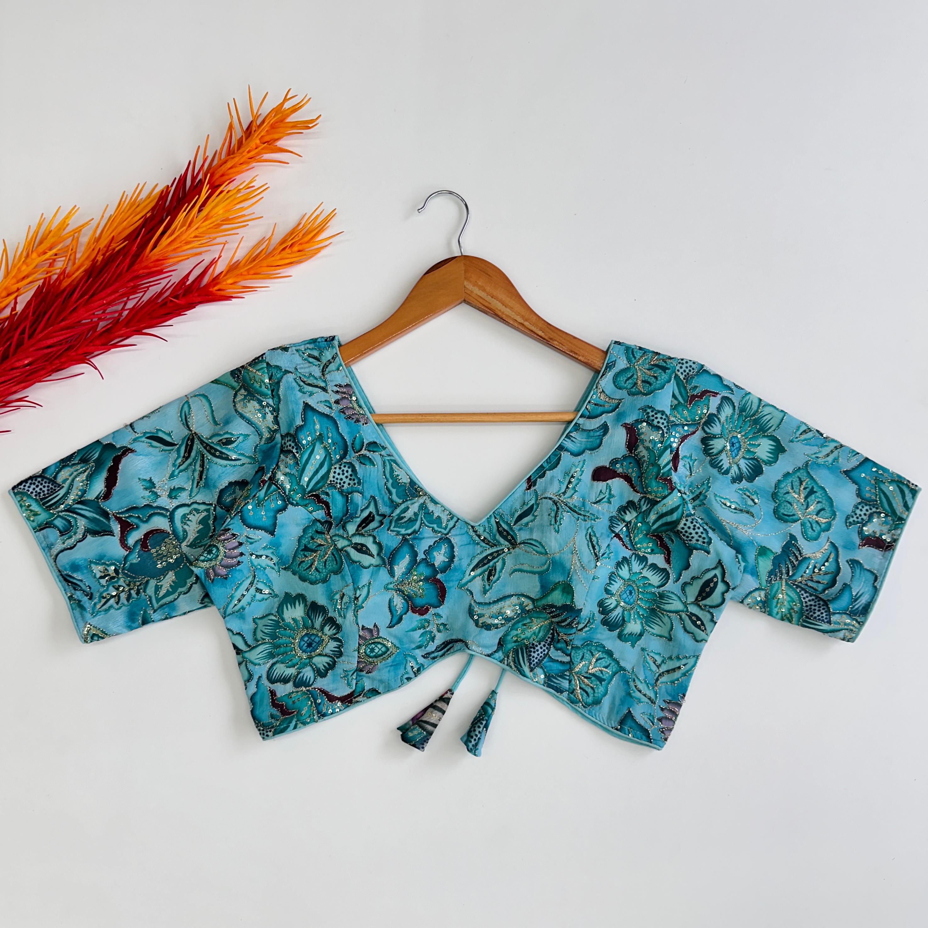 embroidery work with handtouch sequence all over blouse