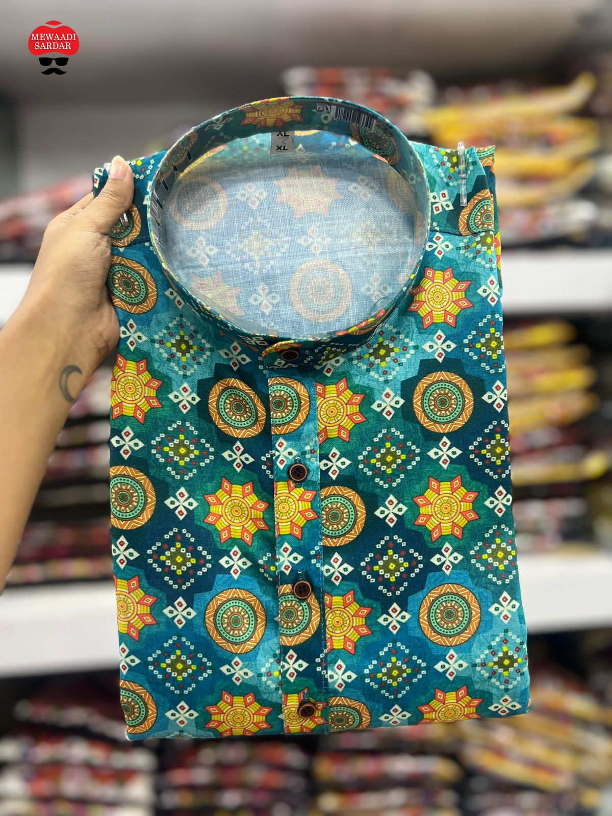Festival Special Mens Long Kurta Bandhani Print  Fabric: Cotton Print