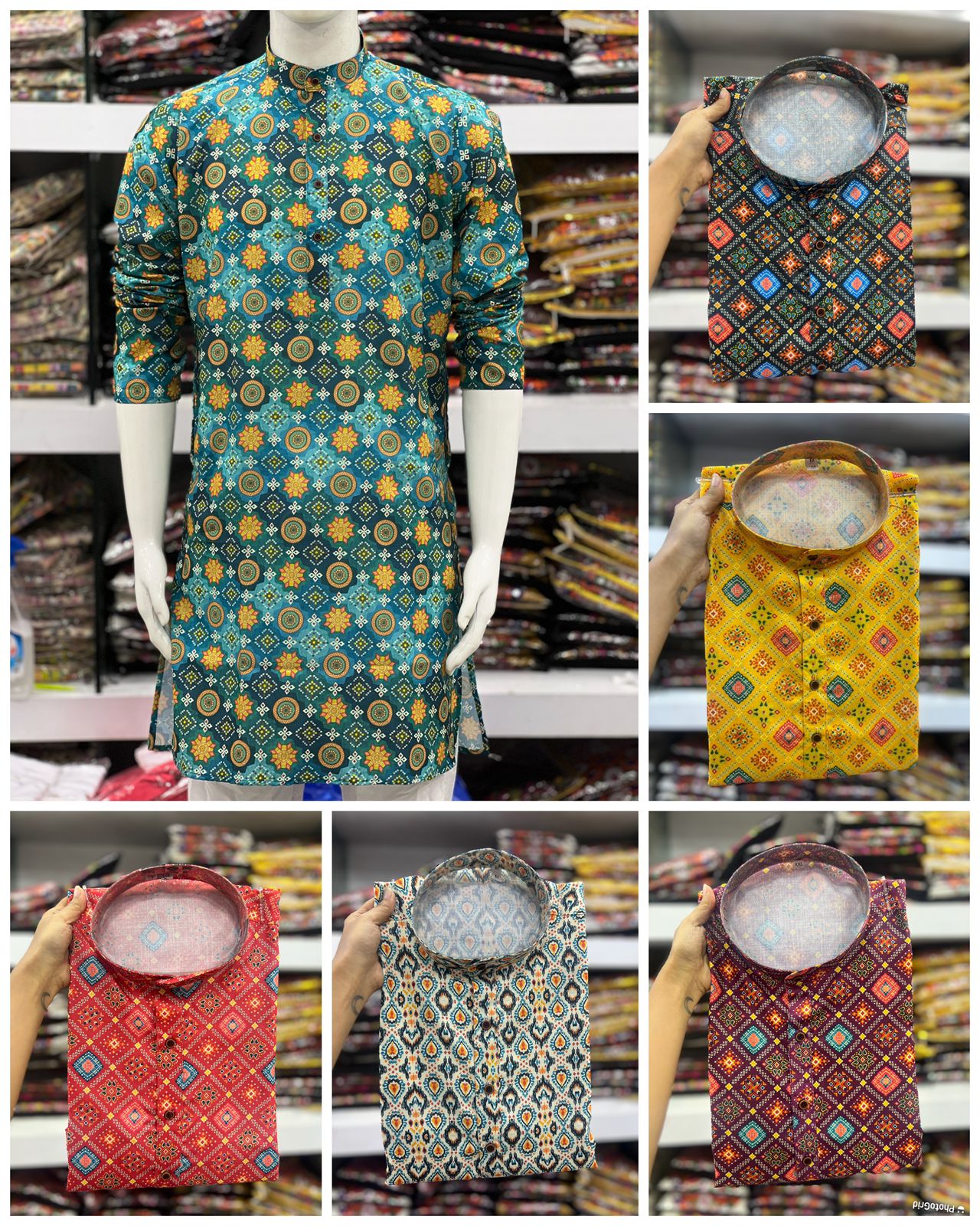 Festival Special Mens Long Kurta Bandhani Print  Fabric: Cotton Print