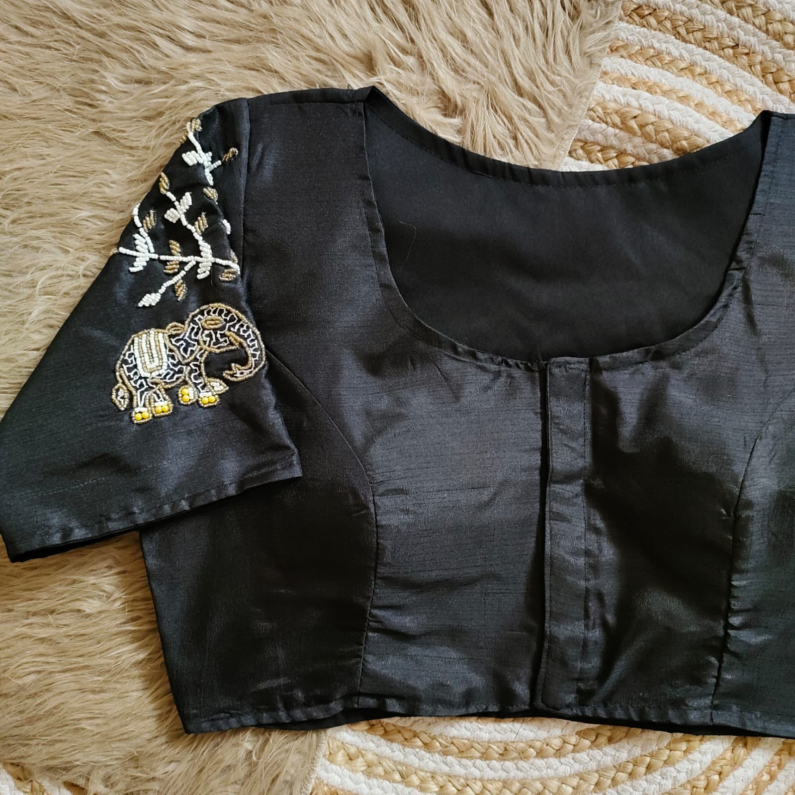  handcrafted work in sleeves and back all over blouse