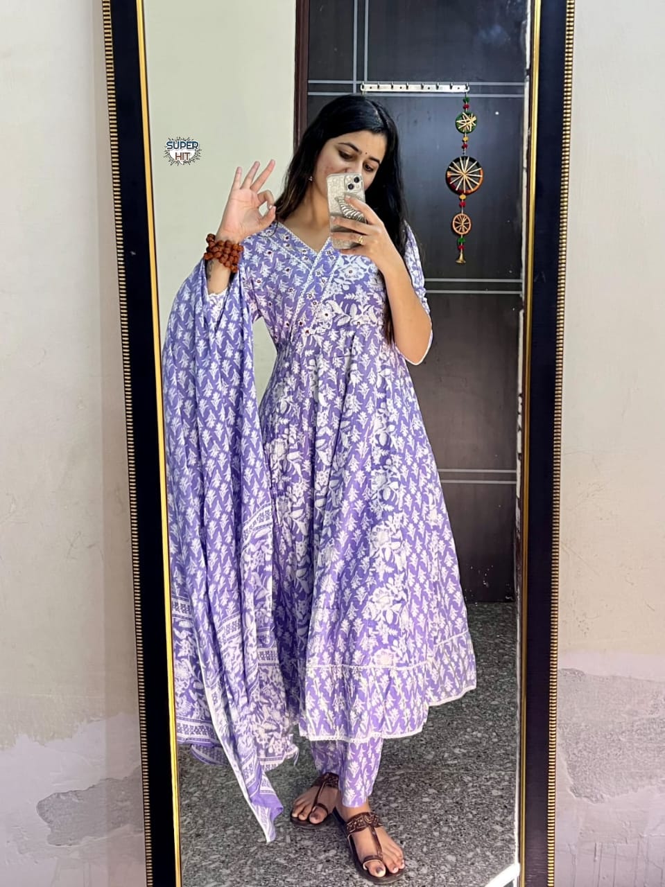 Angrakha anarkali Cotton kurti set