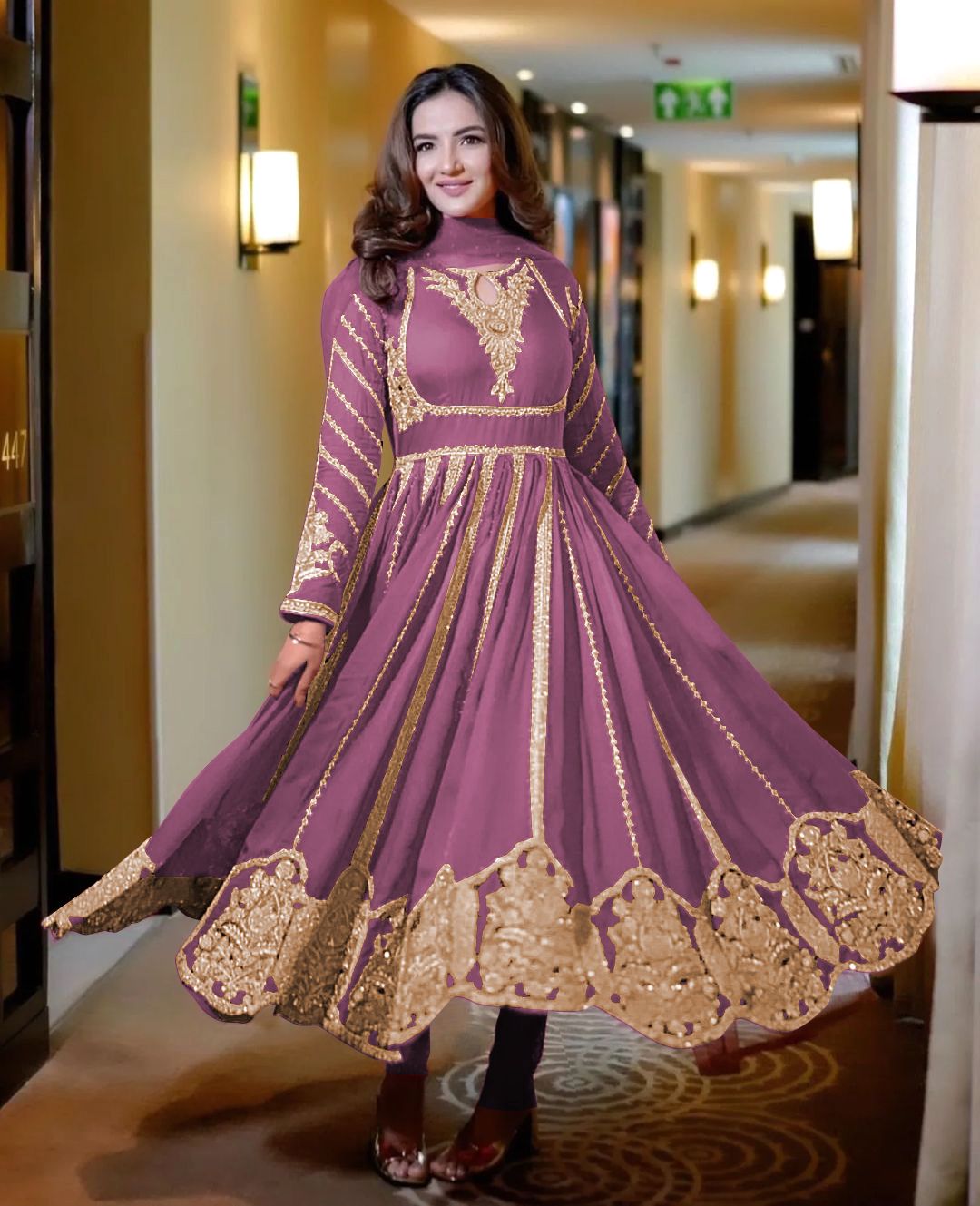 Party Wear Look Full Heavy Embroidery Sequence Work Gown