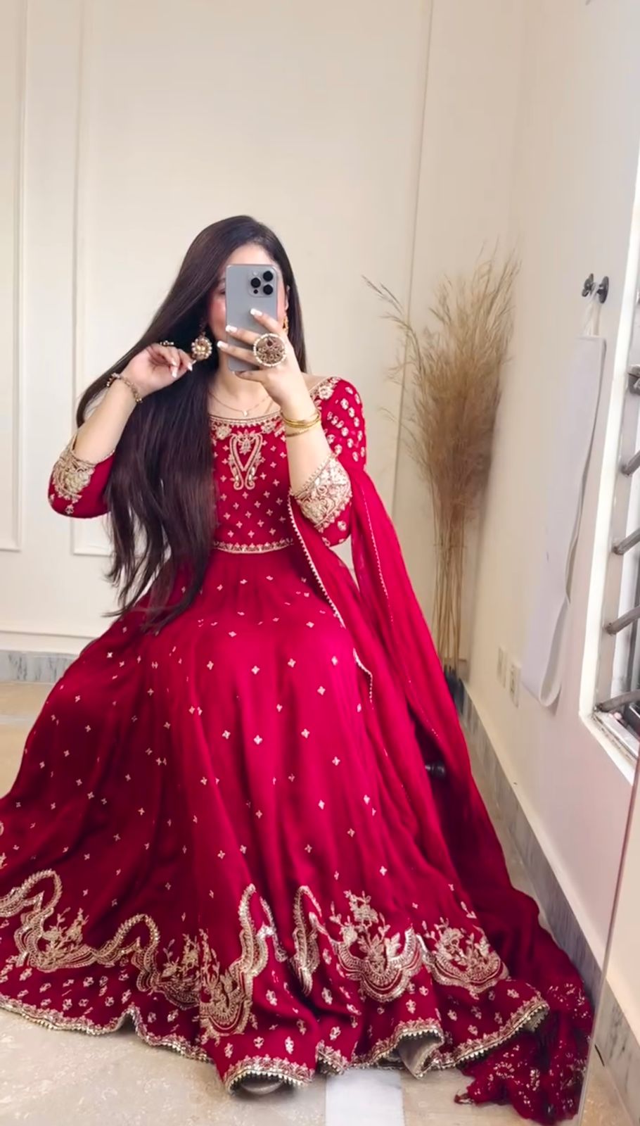  Full Heavy Embroidery Sequence Work Gown with Dupatta 