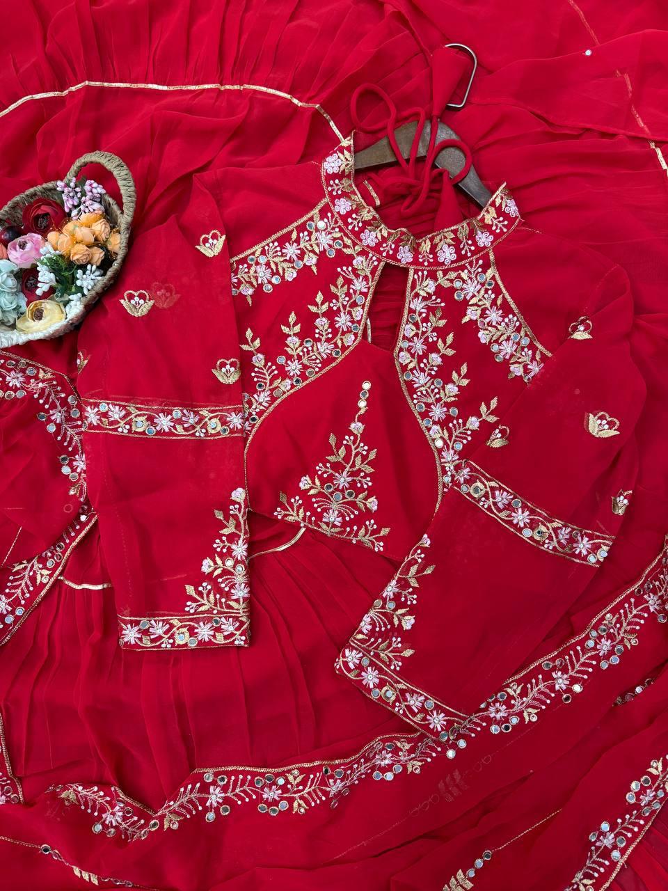  FANCY PARTY WEAR FAUX GEORGETTE LEHENGA SAREE