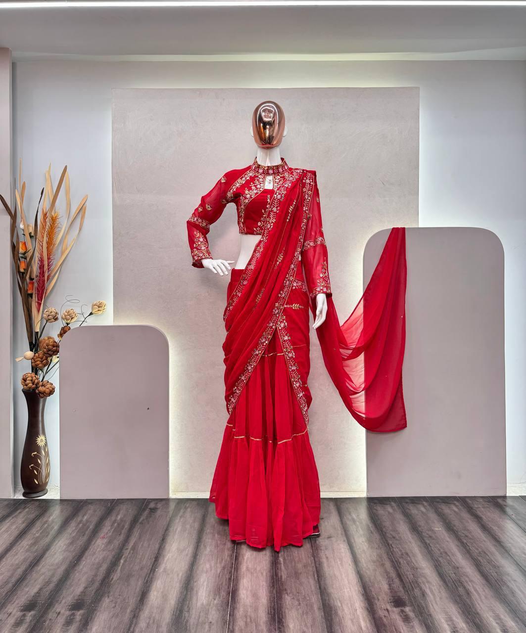  FANCY PARTY WEAR FAUX GEORGETTE LEHENGA SAREE