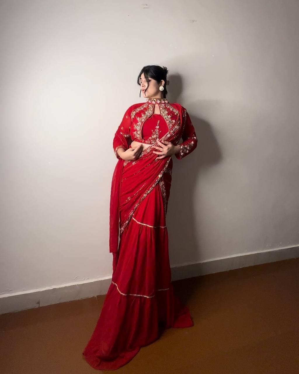  FANCY PARTY WEAR FAUX GEORGETTE LEHENGA SAREE