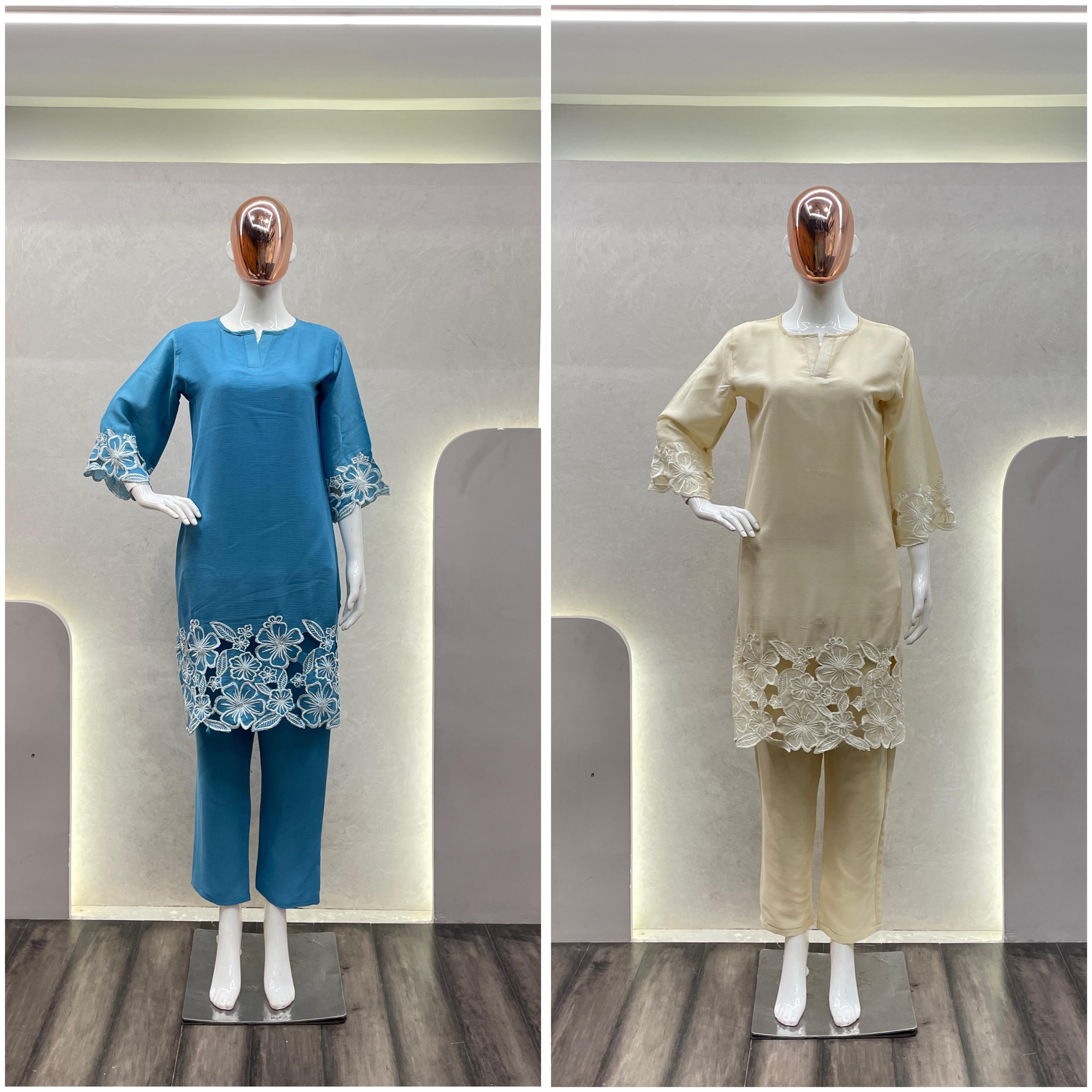HEAVY CHINON FABRIC WITH EMBROIDERY WORK COORDSETS🚀_