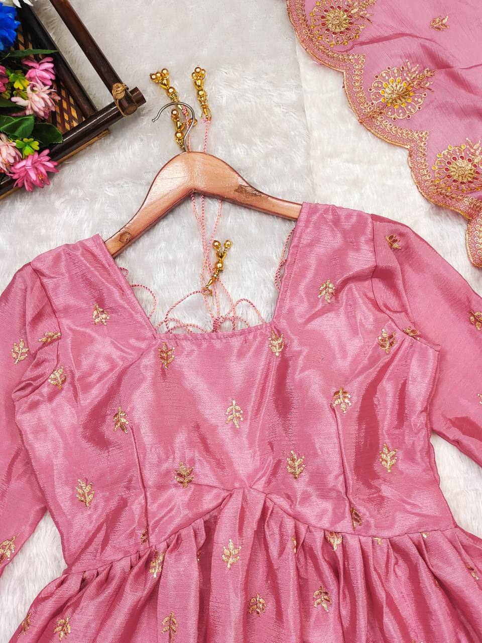 Beautiful Embroidery All over the dress   Anarkali Dupptta With Pant