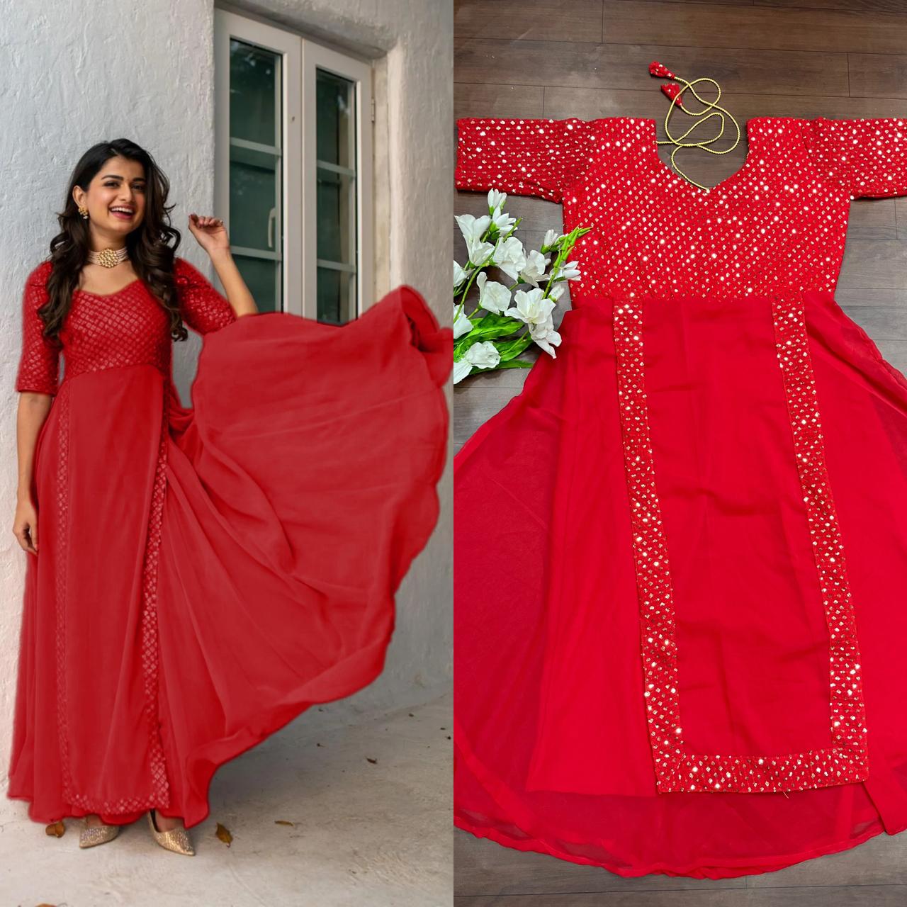  Heavy Embroidery Sequence Work Gown💥👗💃