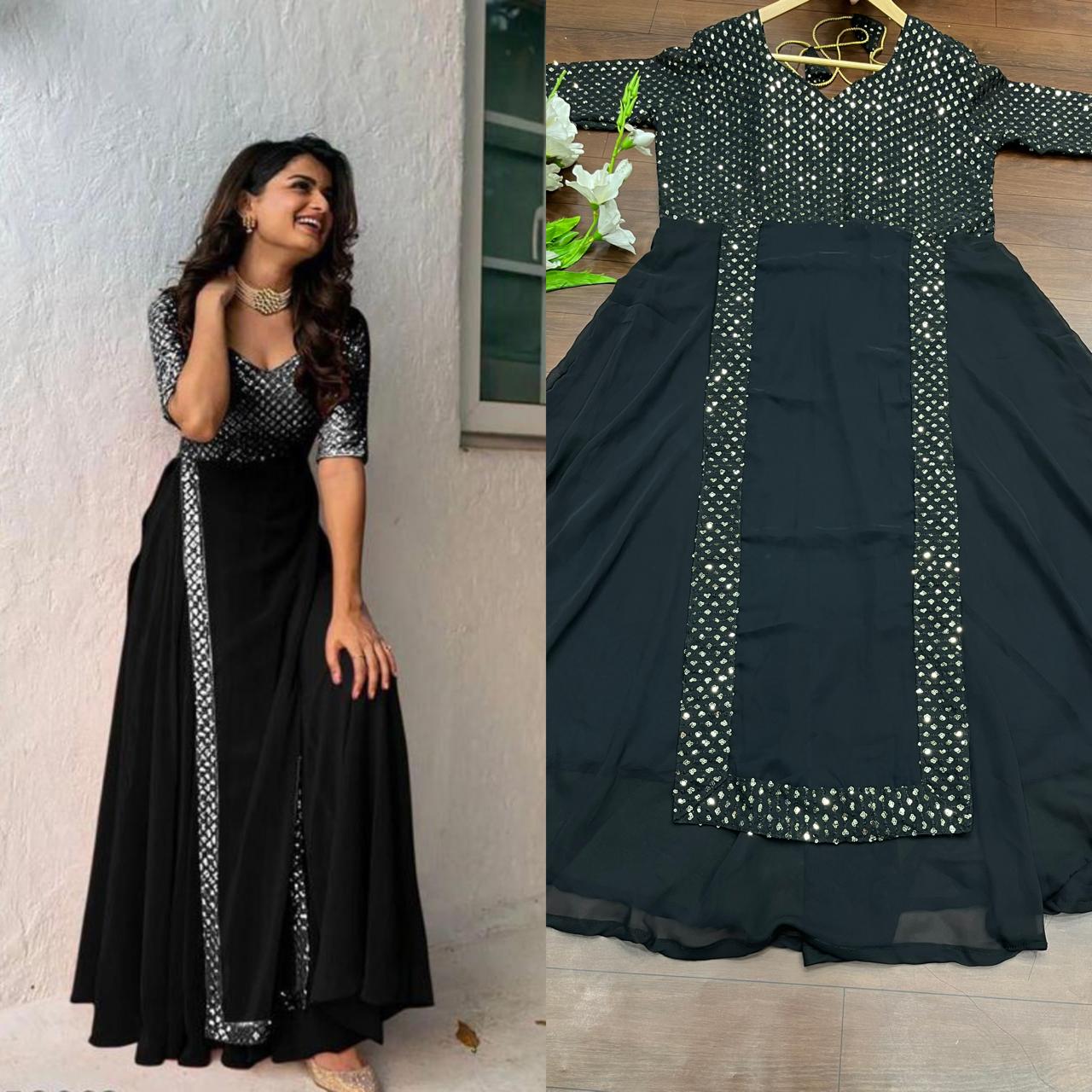  Heavy Embroidery Sequence Work Gown💥👗💃