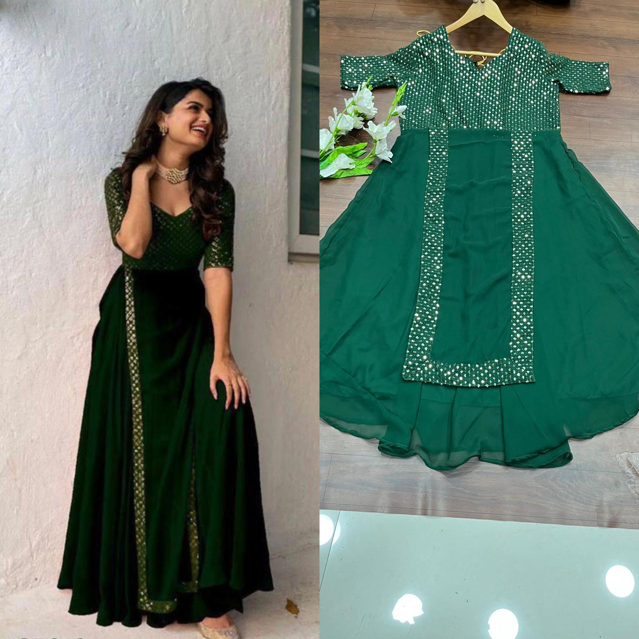  Heavy Embroidery Sequence Work Gown💥👗💃