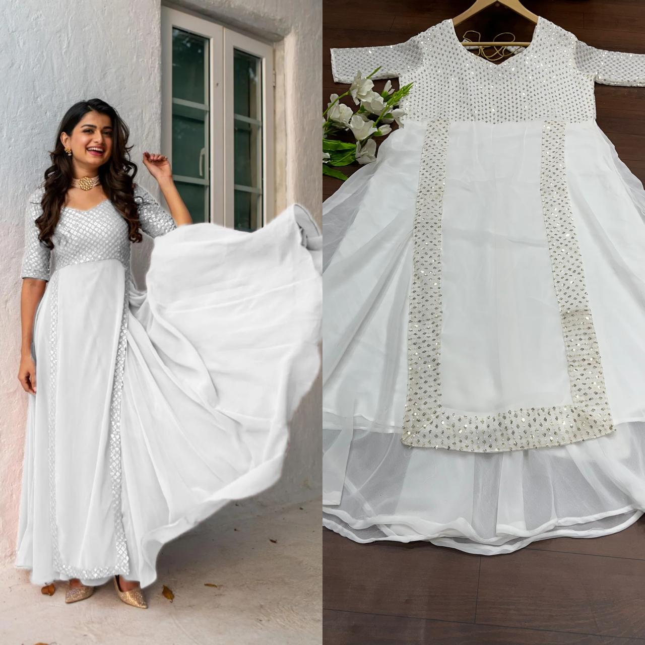  Heavy Embroidery Sequence Work Gown💥👗💃