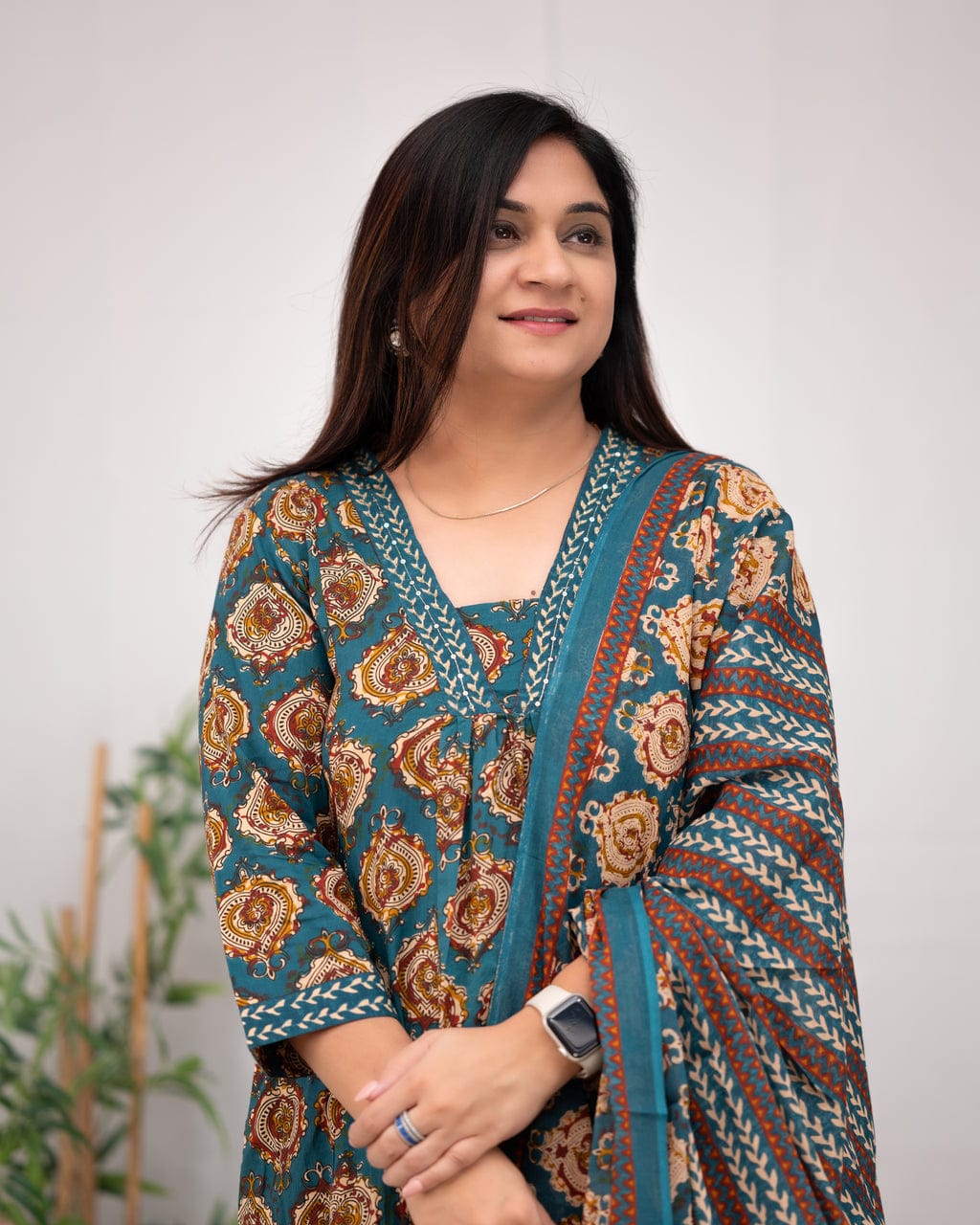 Hand-block print kurti set (kurti+pant+duppata)