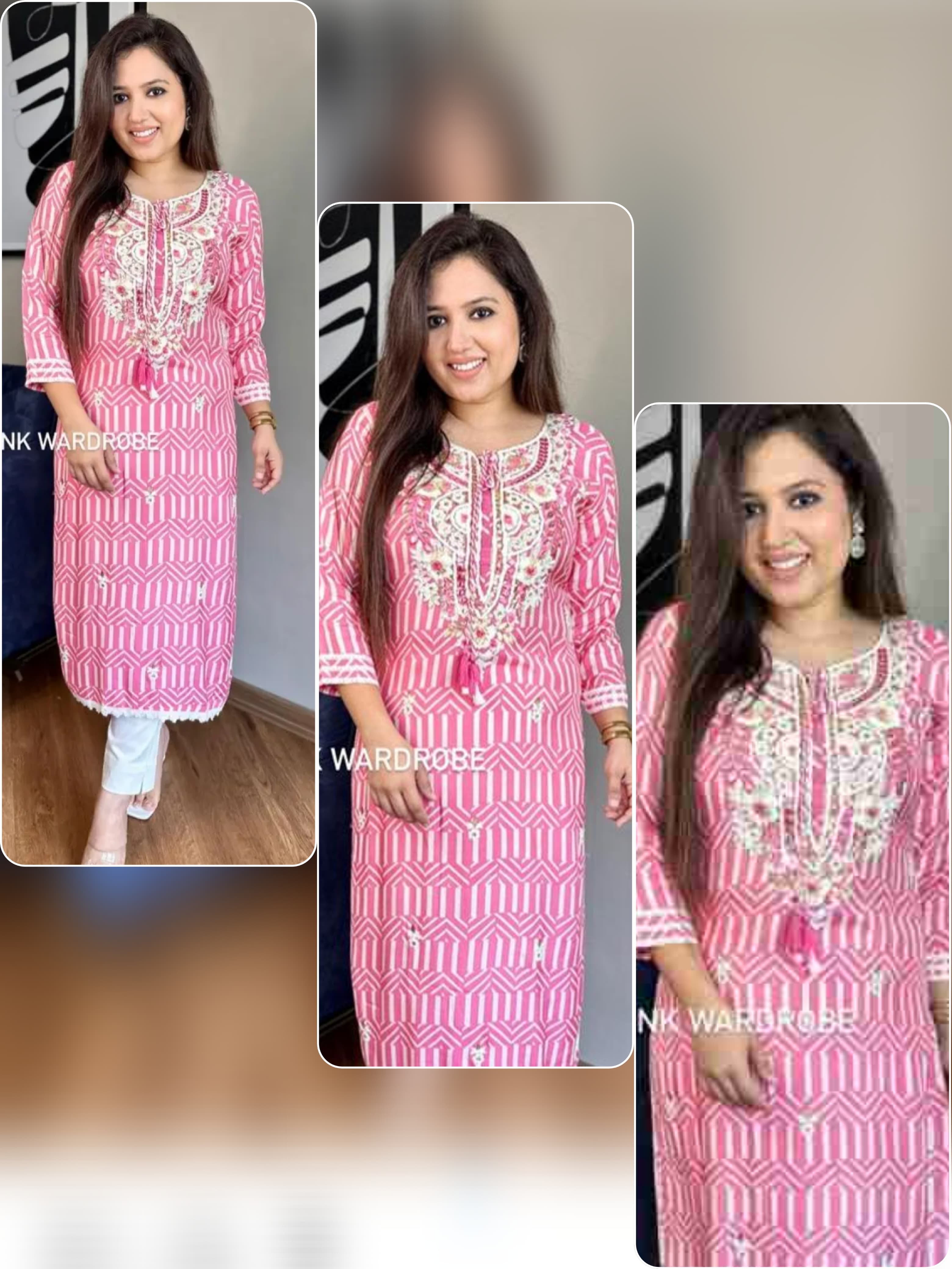 Beautiful Heavy Rayon printed Kurti with Beutiful  Embroidery work in Nack