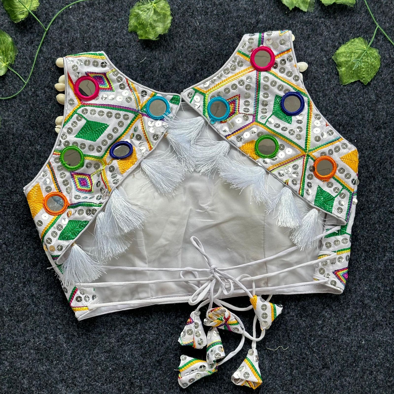 REAL MIRROR WITH MULTI THREAD WORK BLOUSEHeavy Embroidery +Real Mirror HandWork 