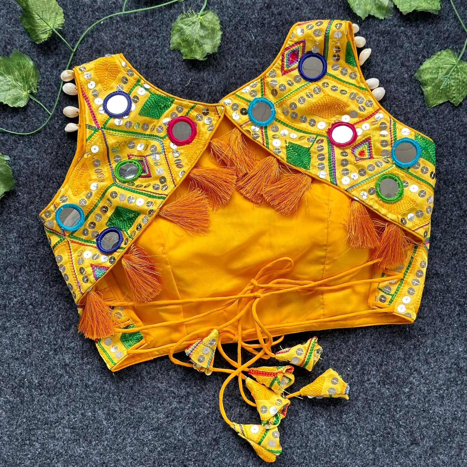 REAL MIRROR WITH MULTI THREAD WORK BLOUSEHeavy Embroidery +Real Mirror HandWork 