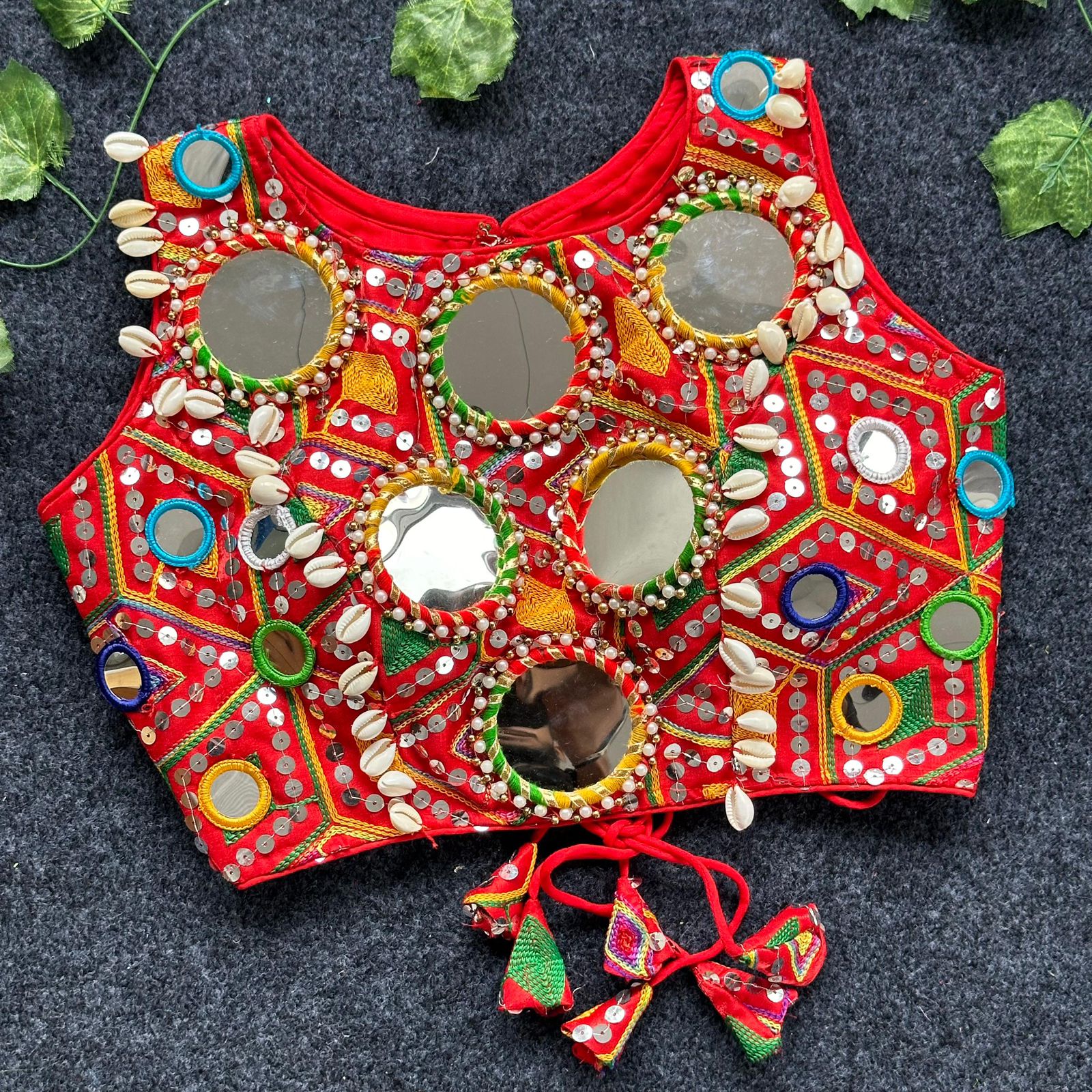 REAL MIRROR WITH MULTI THREAD WORK BLOUSEHeavy Embroidery +Real Mirror HandWork 