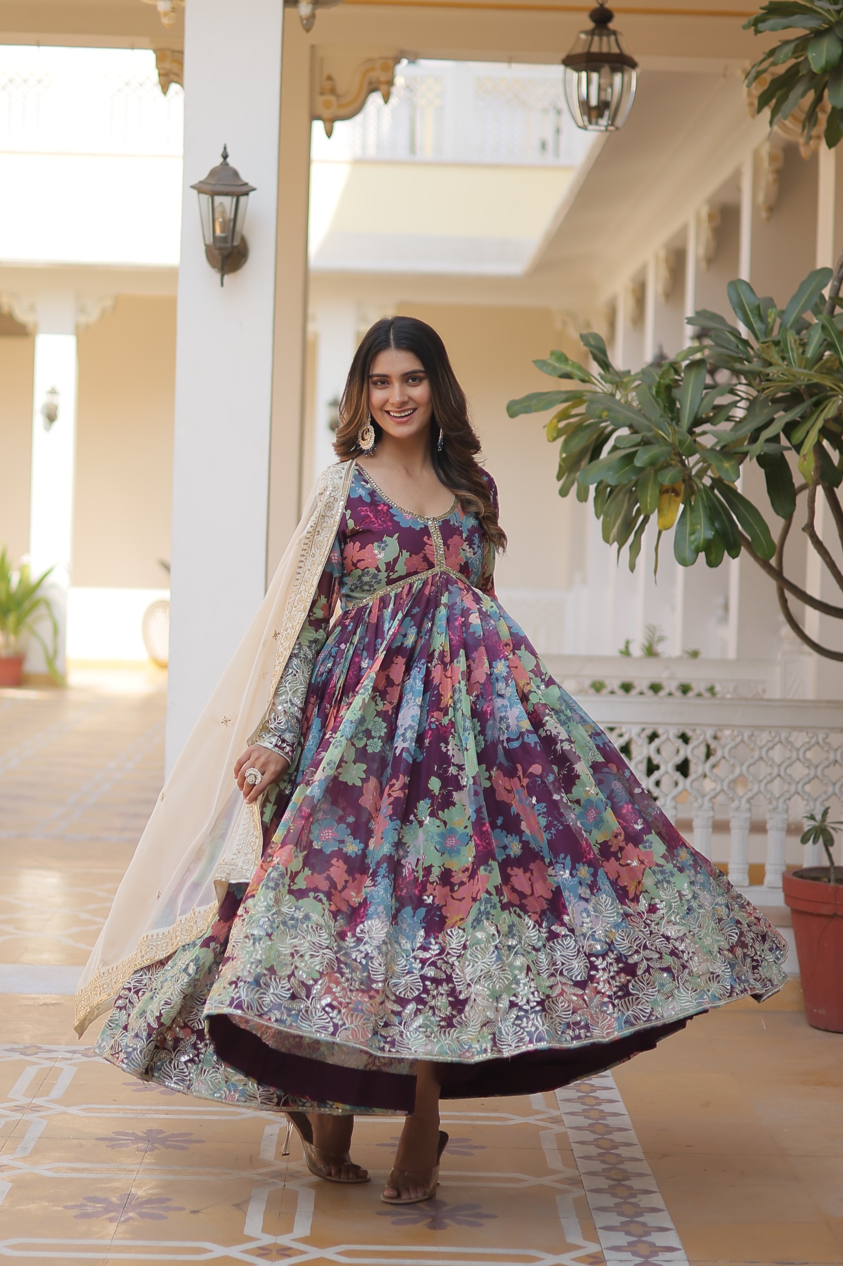 PREMIUM READYMADE ALIA CUT GOWN WITH DUPATTA SET 