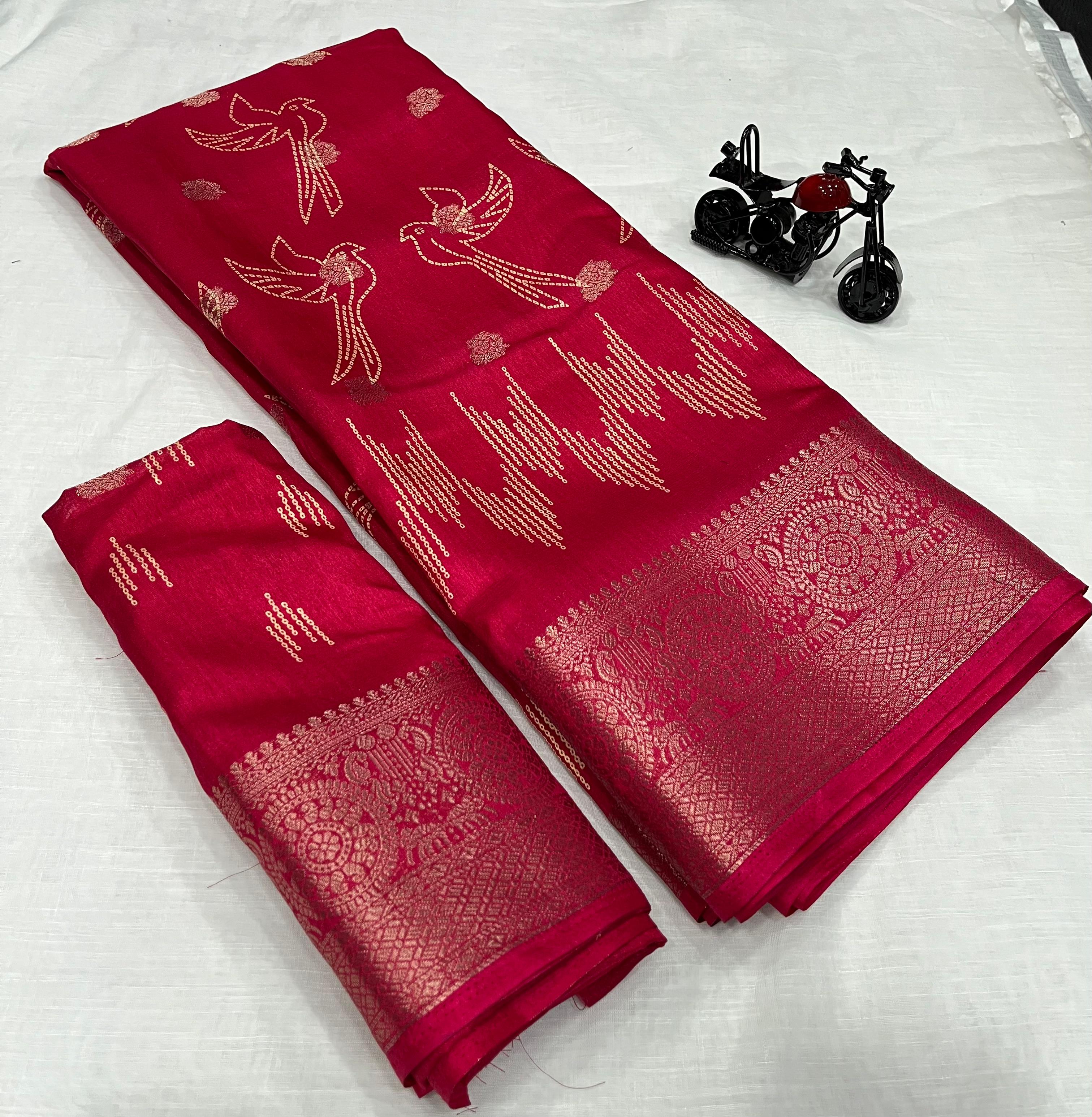 Pure Dola silk with jequrd butti in all over saree *boder same as originall boder only