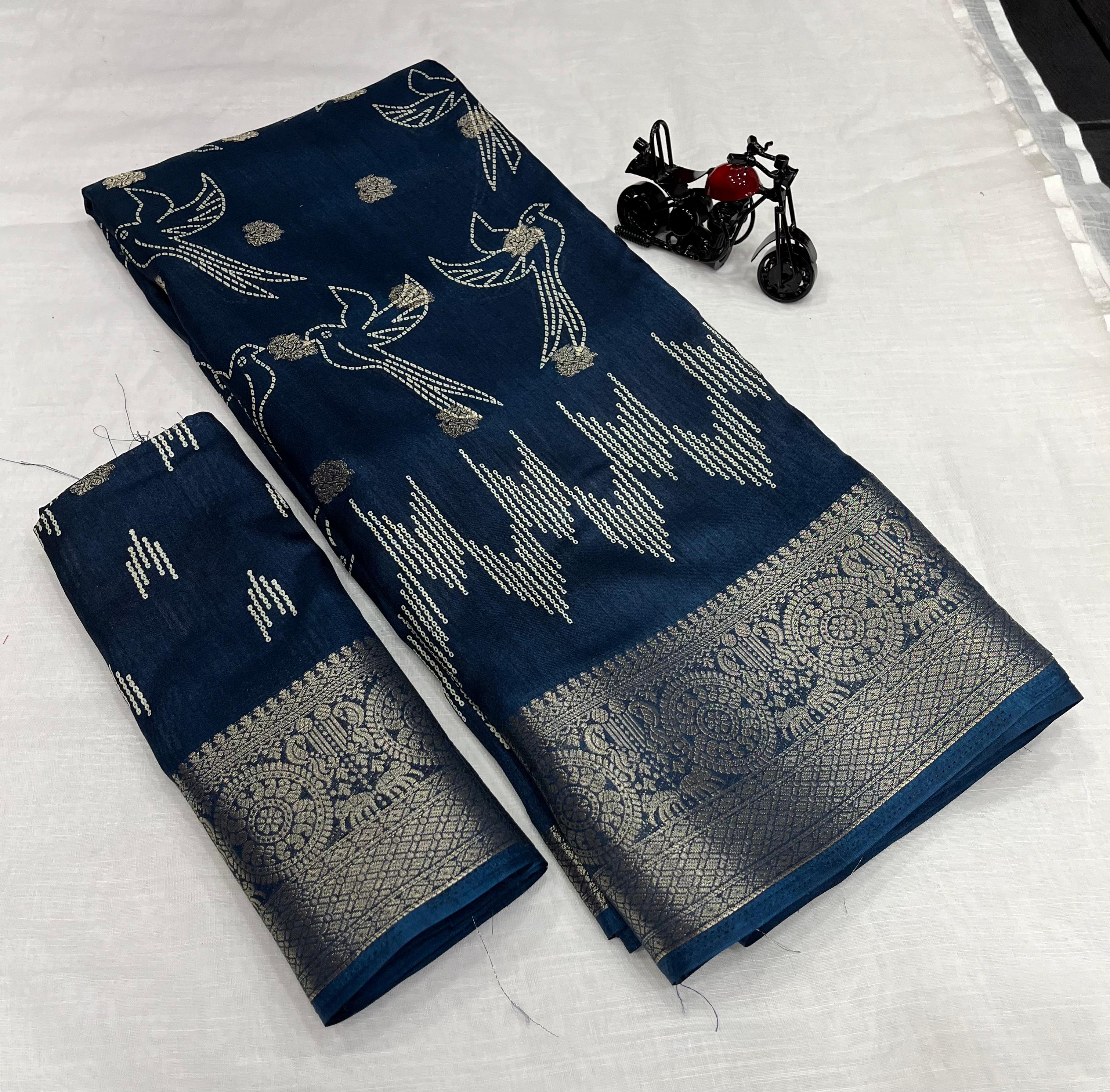 Pure Dola silk with jequrd butti in all over saree *boder same as originall boder only