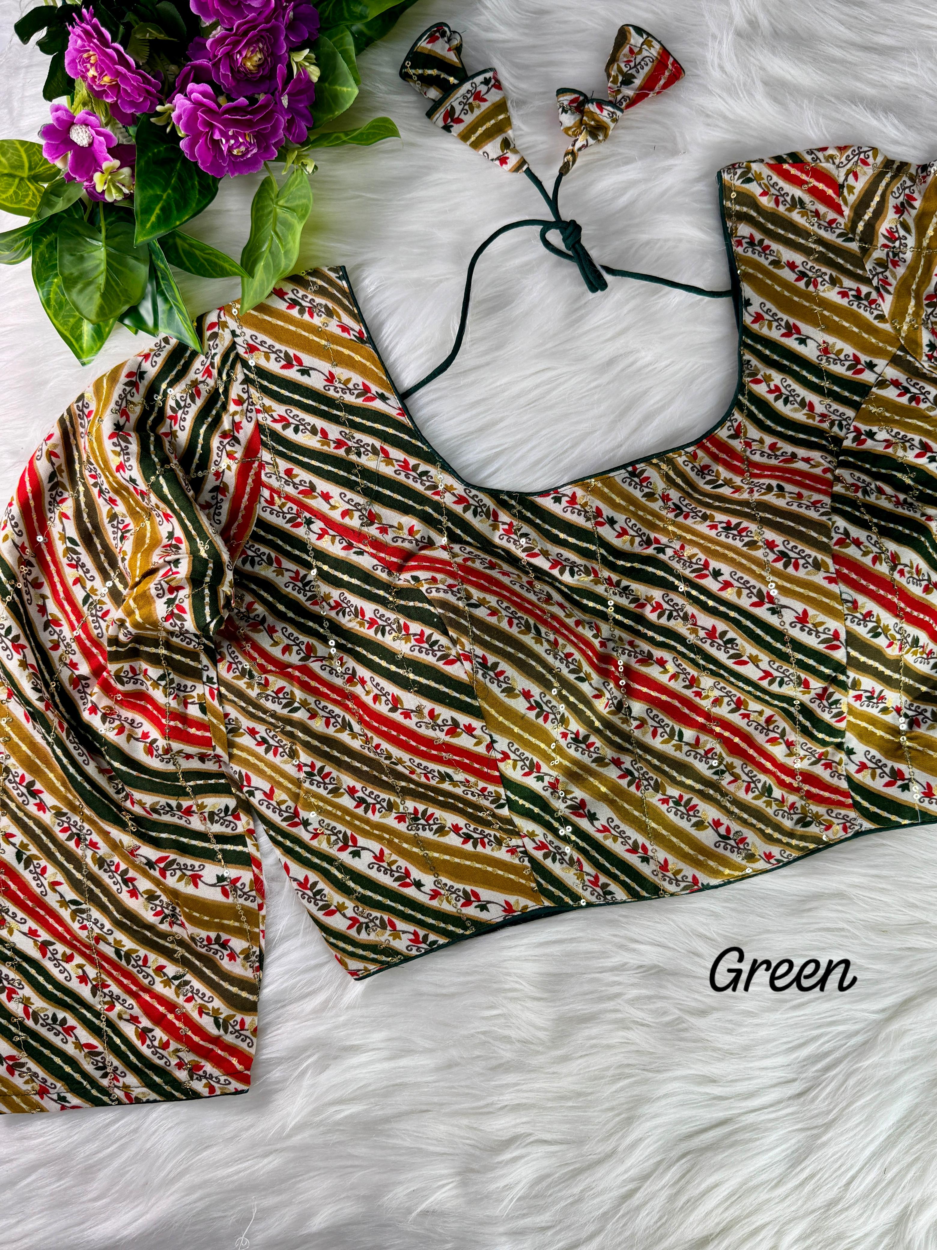 KARVA CHAUTH SPECIAL BEAUTIFIL FULL LONG SLEEVES LEHERIYA BLOUSE. ♥️
