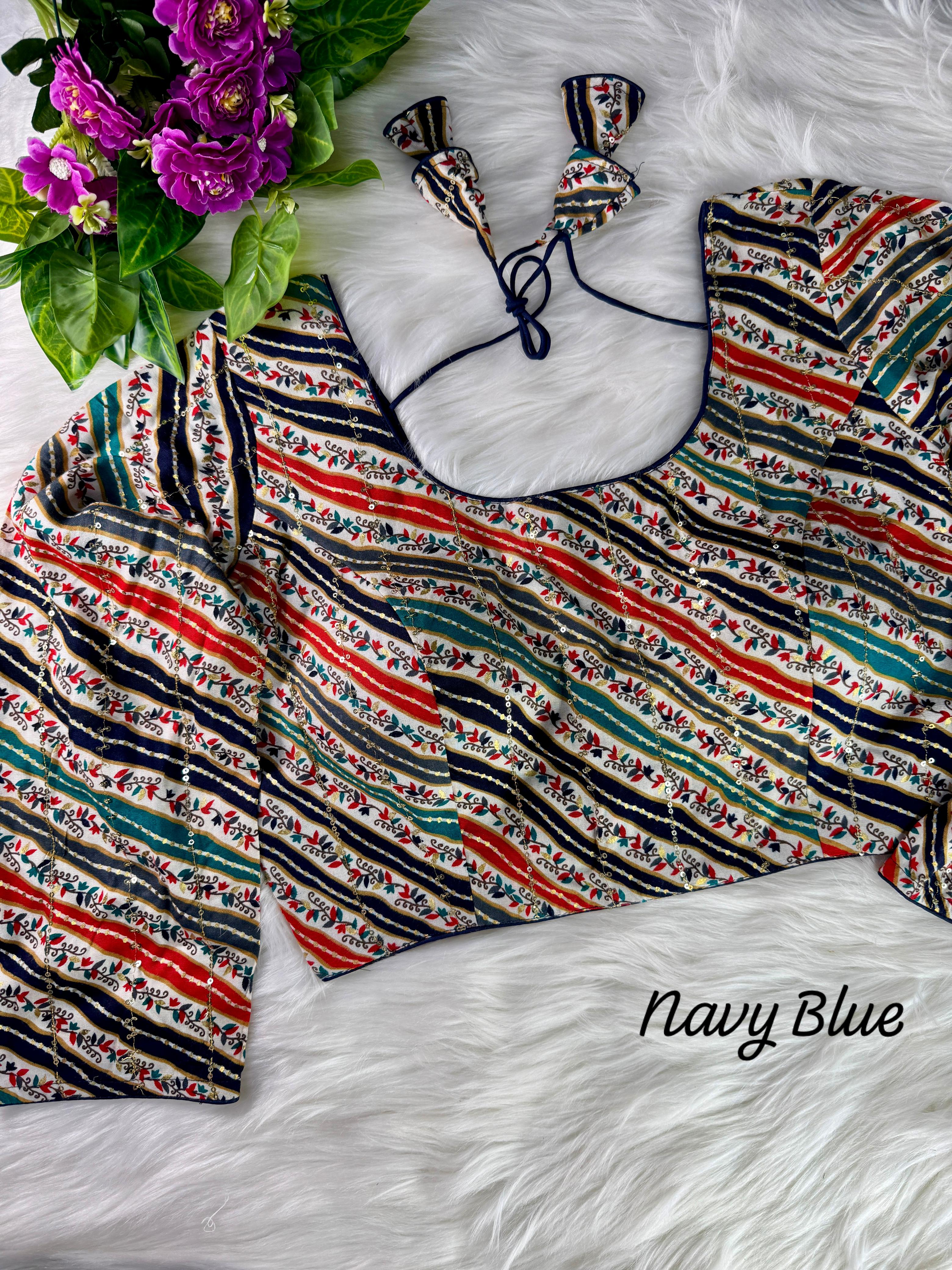 KARVA CHAUTH SPECIAL BEAUTIFIL FULL LONG SLEEVES LEHERIYA BLOUSE. ♥️