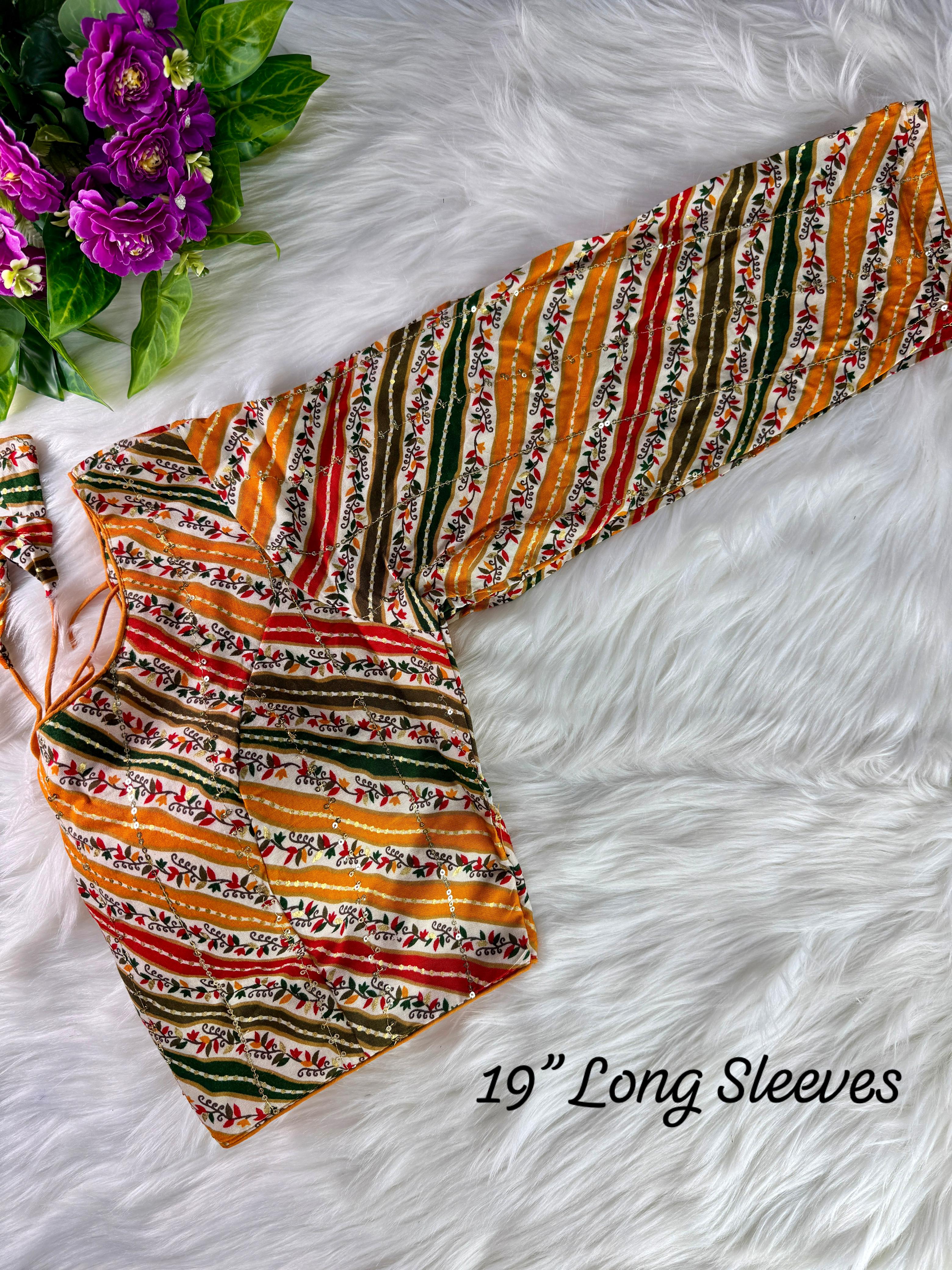 KARVA CHAUTH SPECIAL BEAUTIFIL FULL LONG SLEEVES LEHERIYA BLOUSE. ♥️