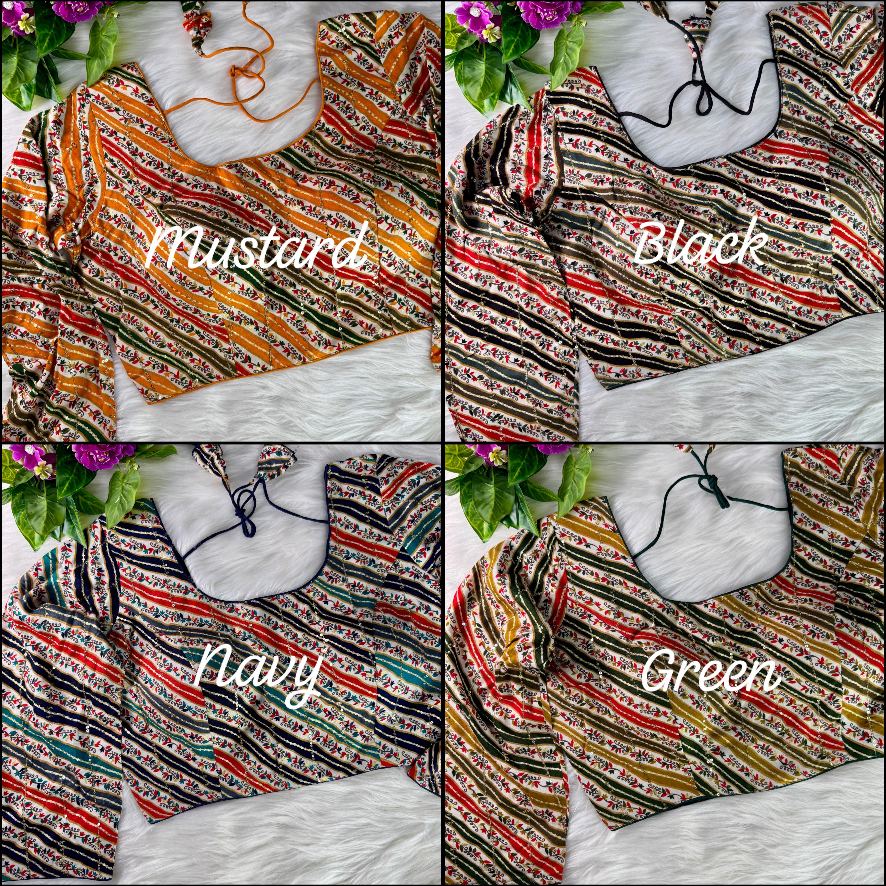 KARVA CHAUTH SPECIAL BEAUTIFIL FULL LONG SLEEVES LEHERIYA BLOUSE. ♥️