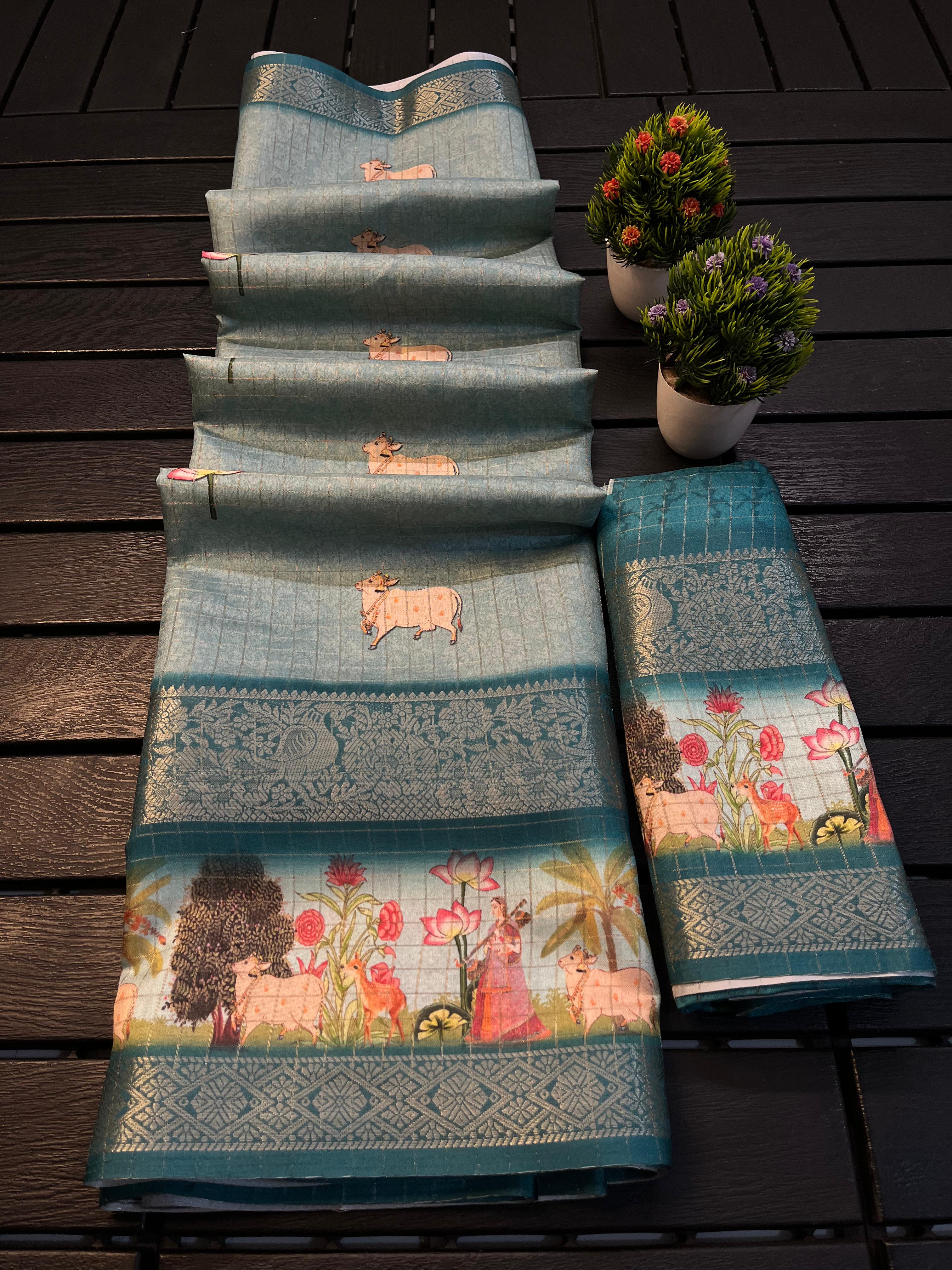 Super fancy flower combination saree