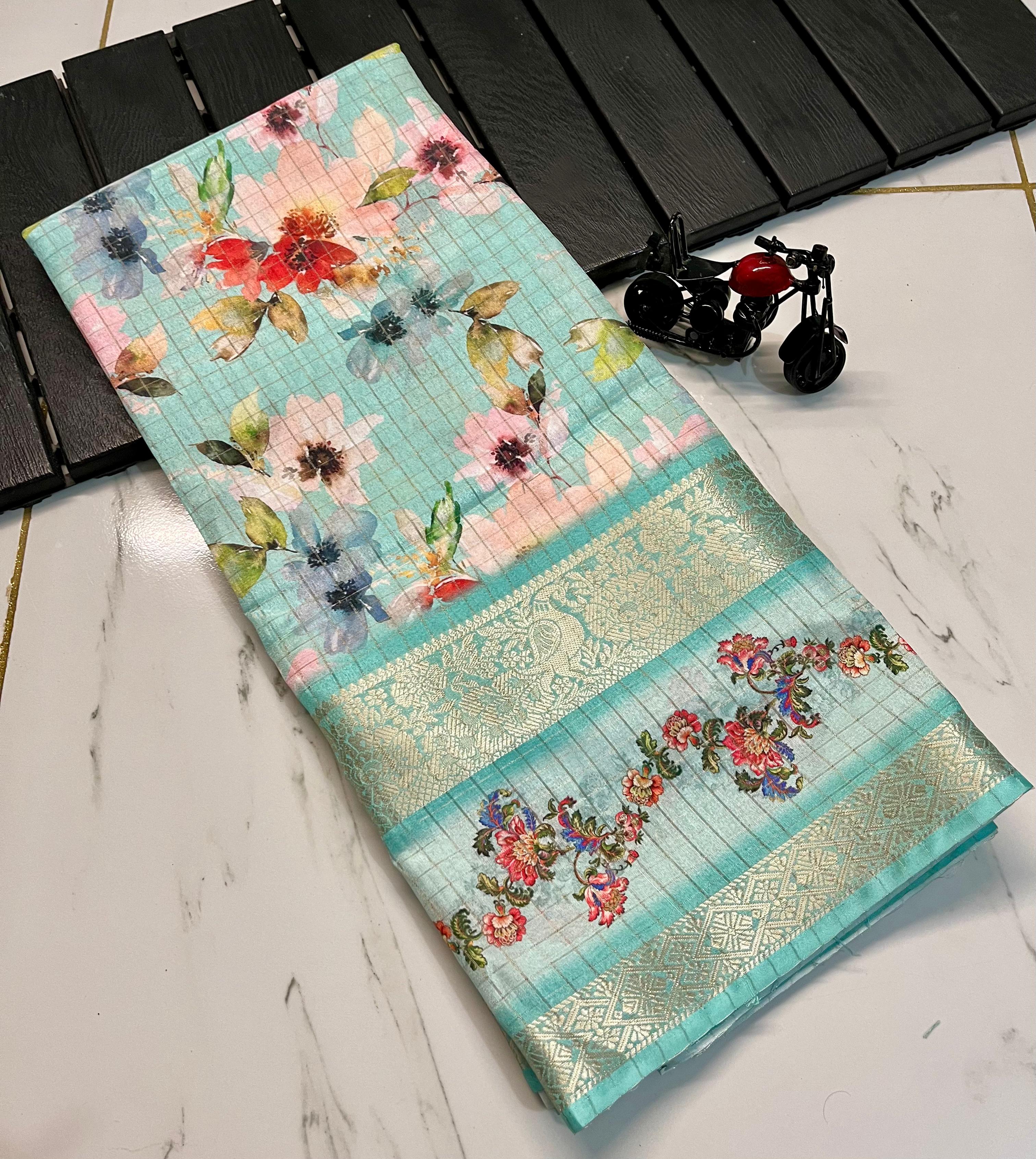 Super fancy flower combination saree