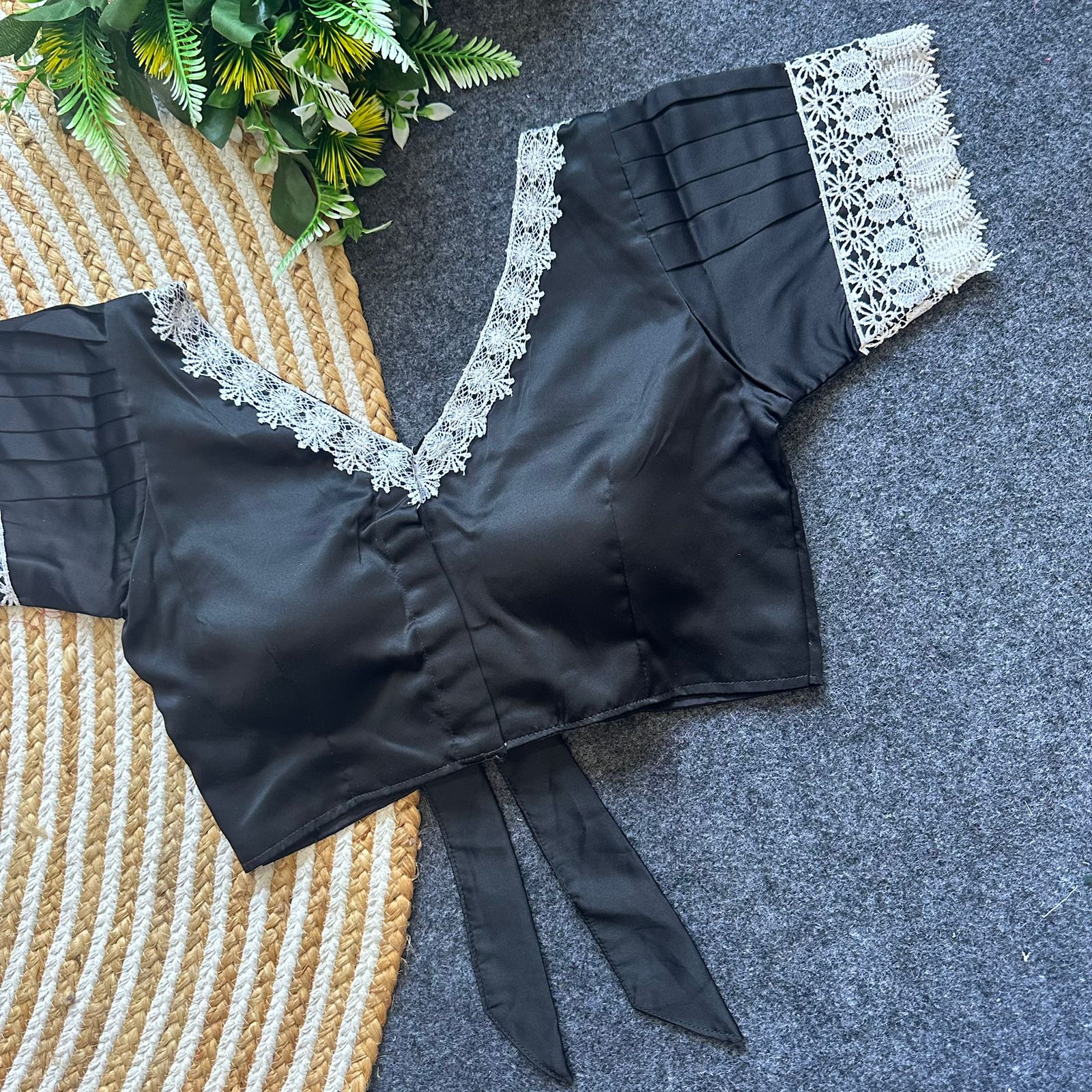 Party Wear Blouse with Heavy Plain satin in V Neck Pattern🤩