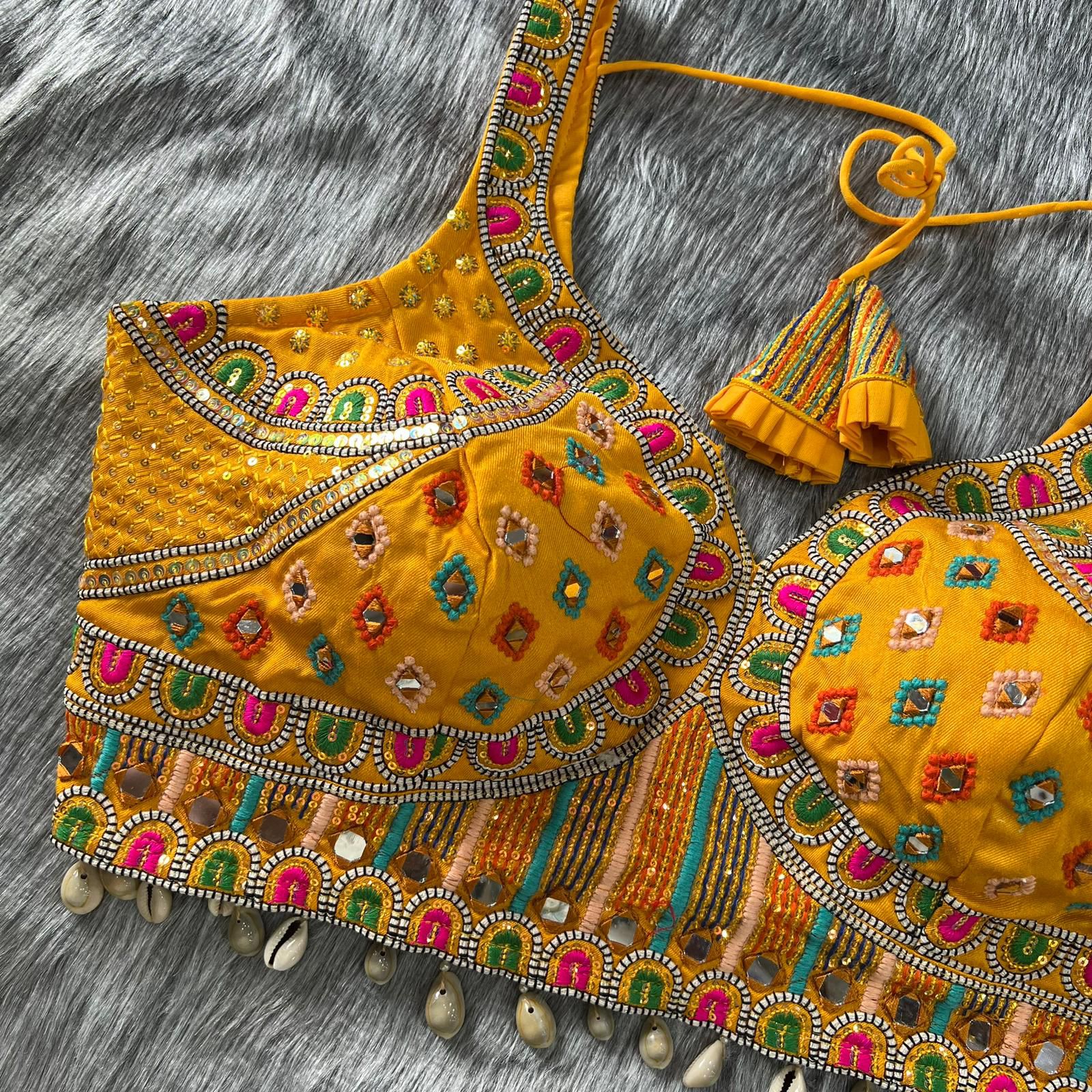 Heavy Embroidery With traditional Kaudi Lace +Real Mirror HandWor