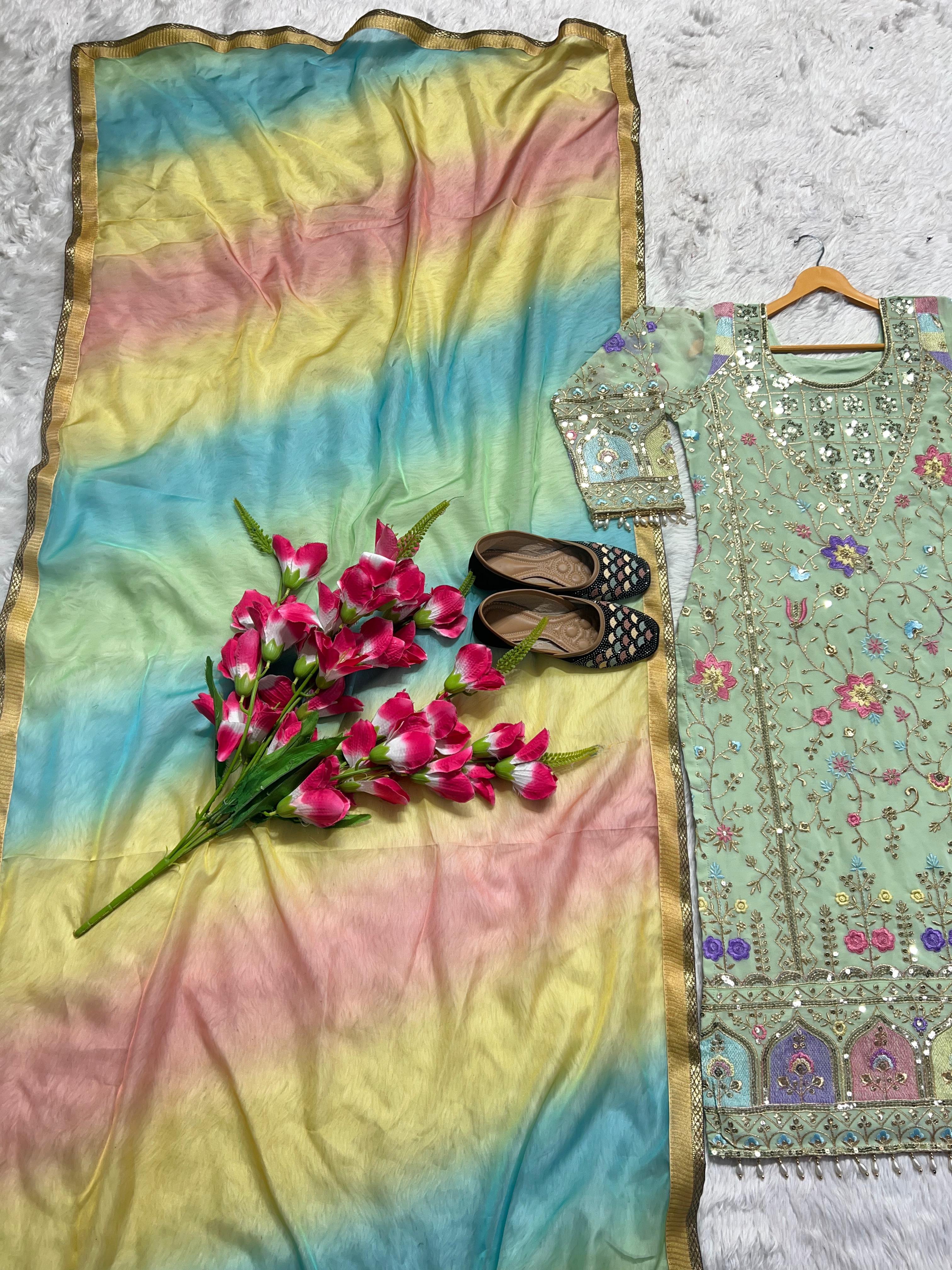 New Designer Long Top , Pant and Dupptta In Fancy Style👌💕