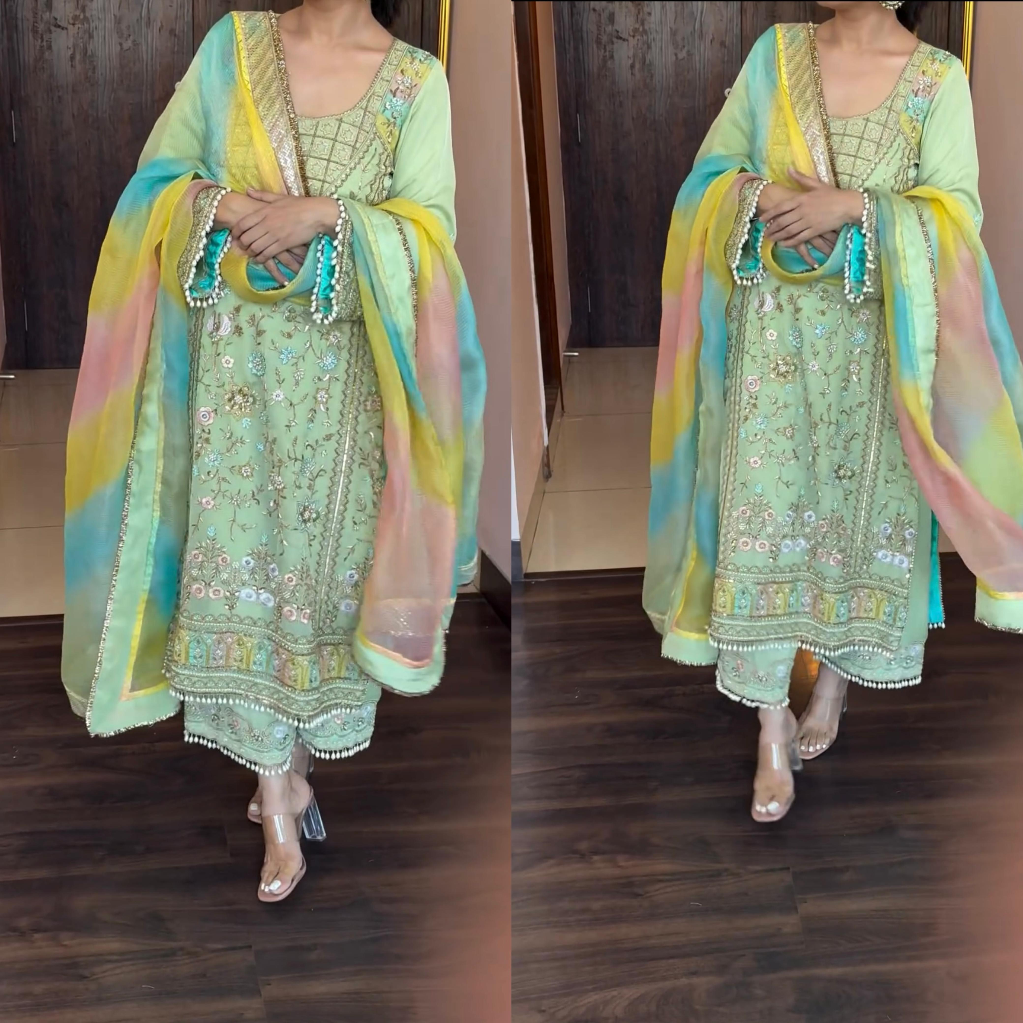 New Designer Long Top , Pant and Dupptta In Fancy Style👌💕