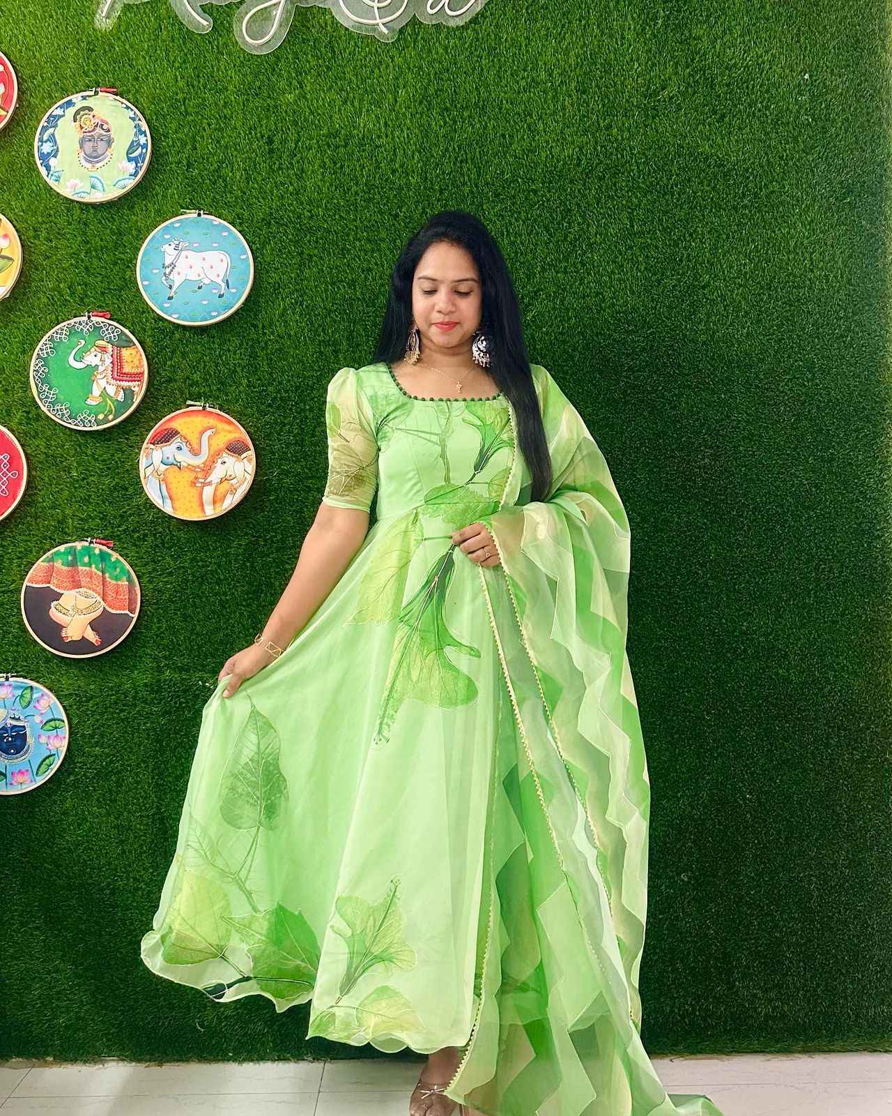 New Green Color’s Summer Đěsigner Colletion Anarkali Suit Fancy Style👌💕