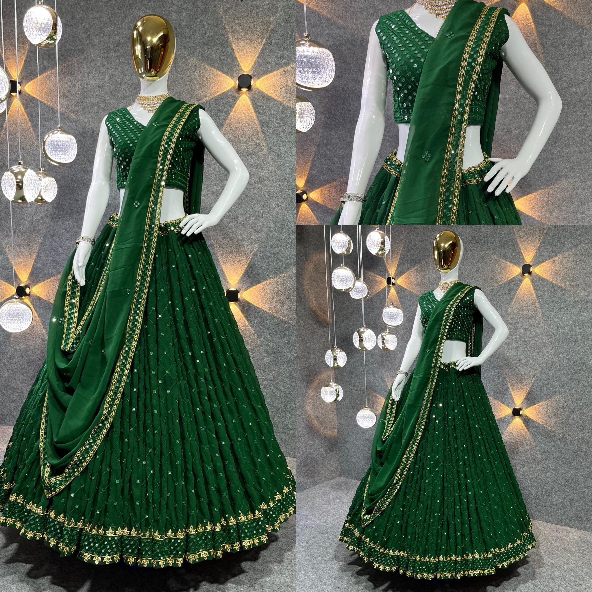 Heavy Georgette Sequence 9mm With Fancy Border Latkan Work 