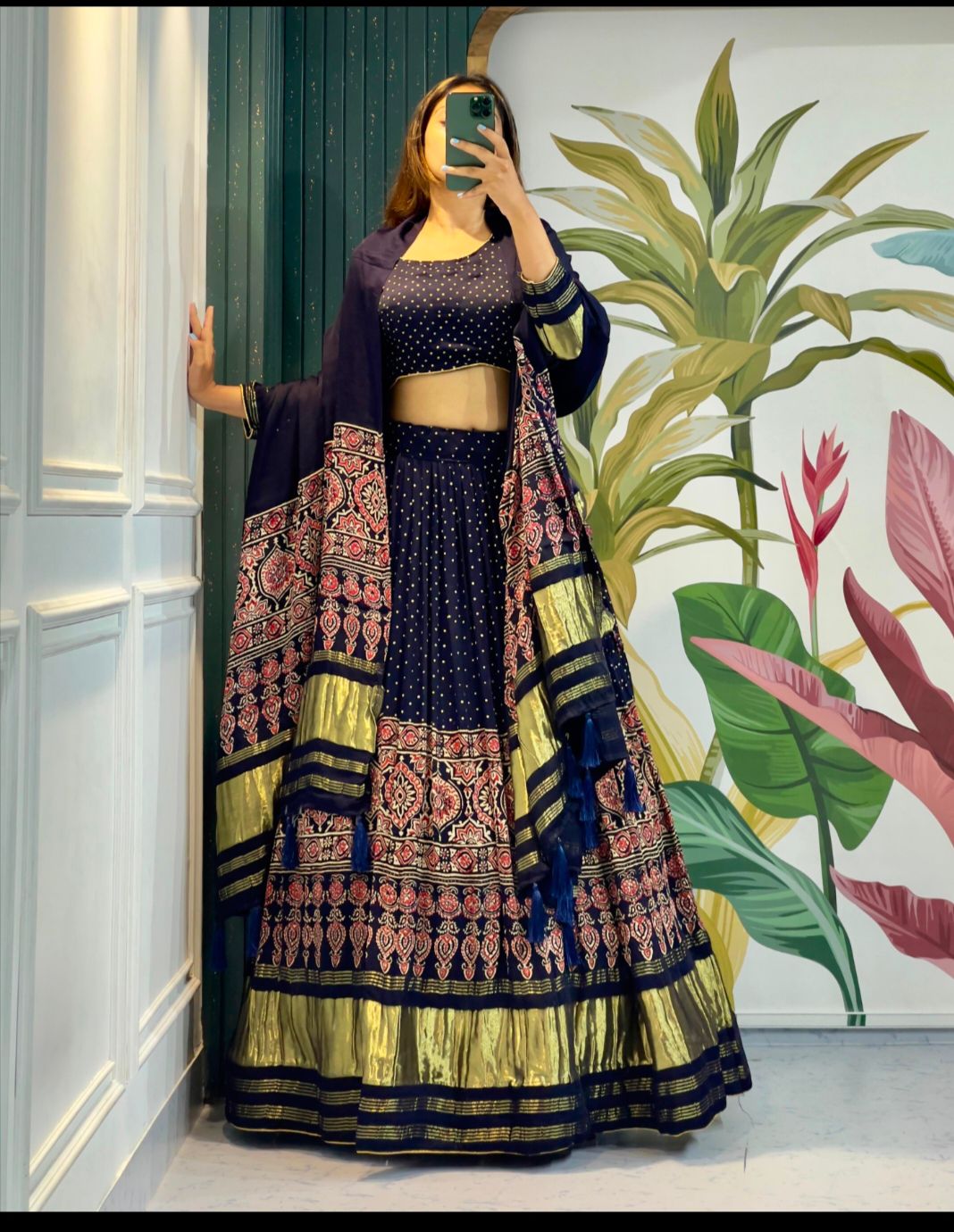 Raise up your style with this Ravishing gaji silk lehenga to vibrant your look at wedding and navratri.