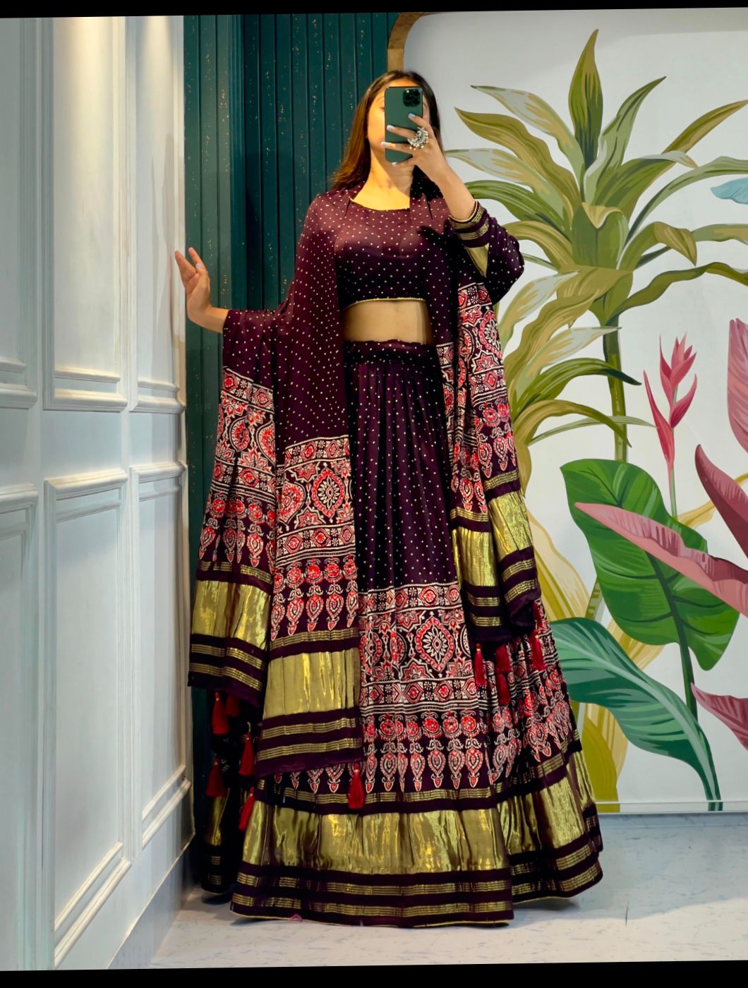 Raise up your style with this Ravishing gaji silk lehenga to vibrant your look at wedding and navratri.