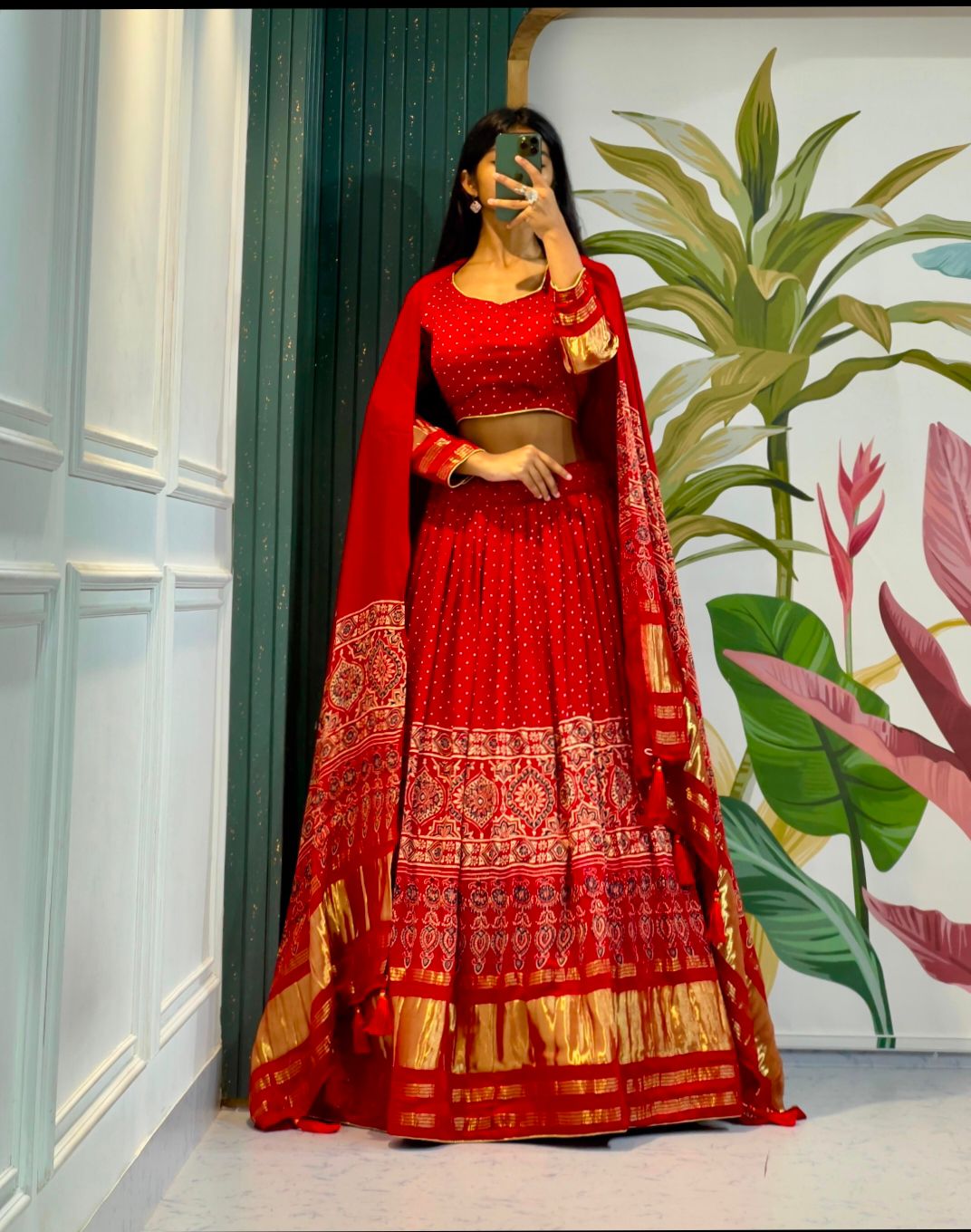 Raise up your style with this Ravishing gaji silk lehenga to vibrant your look at wedding and navratri.