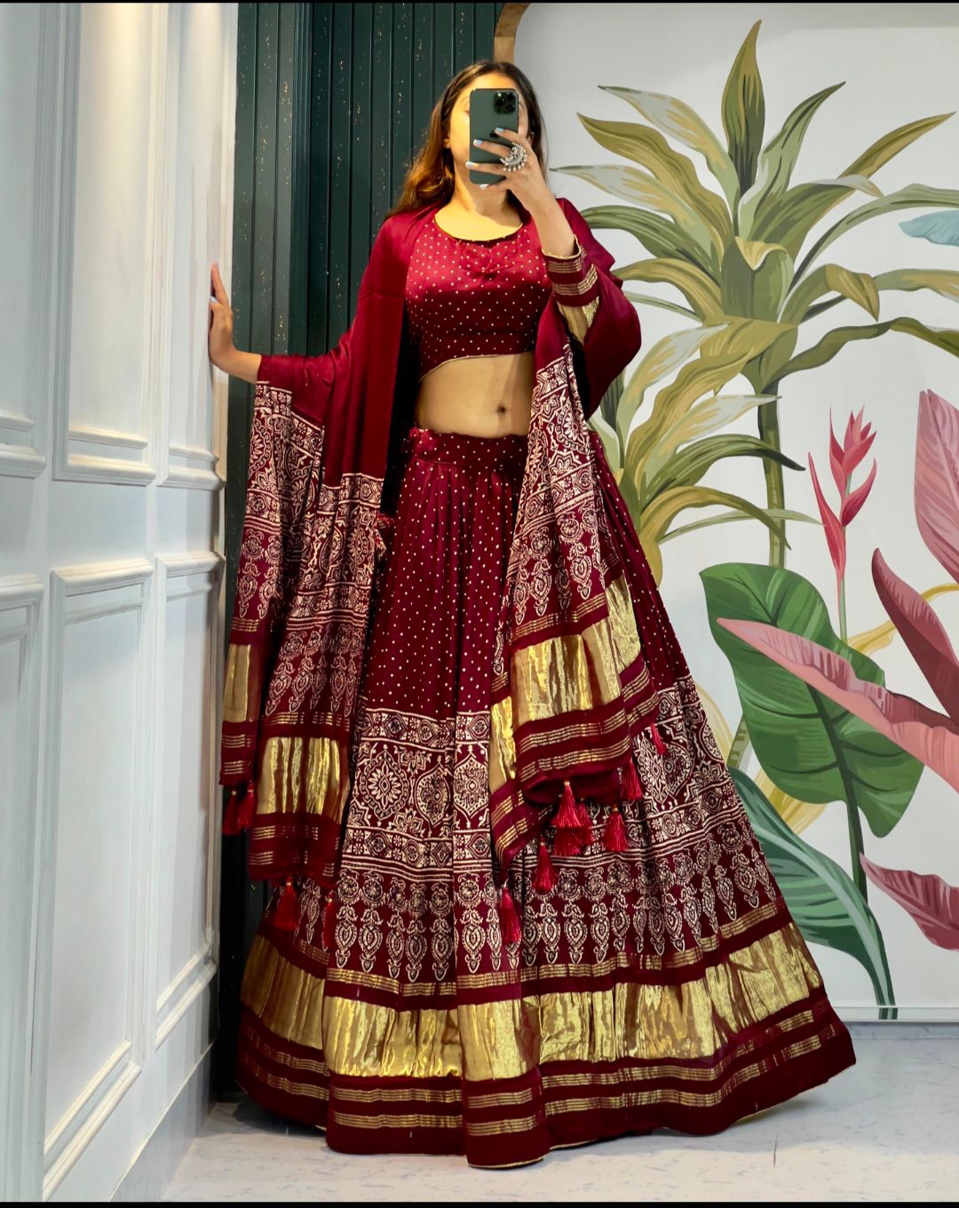 Raise up your style with this Ravishing gaji silk lehenga to vibrant your look at wedding and navratri.