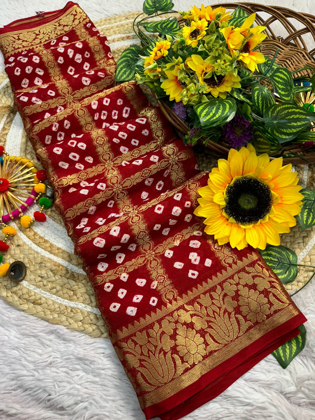  Art Silk With Zari Waving KAMAL PALLU Bandhani Saree