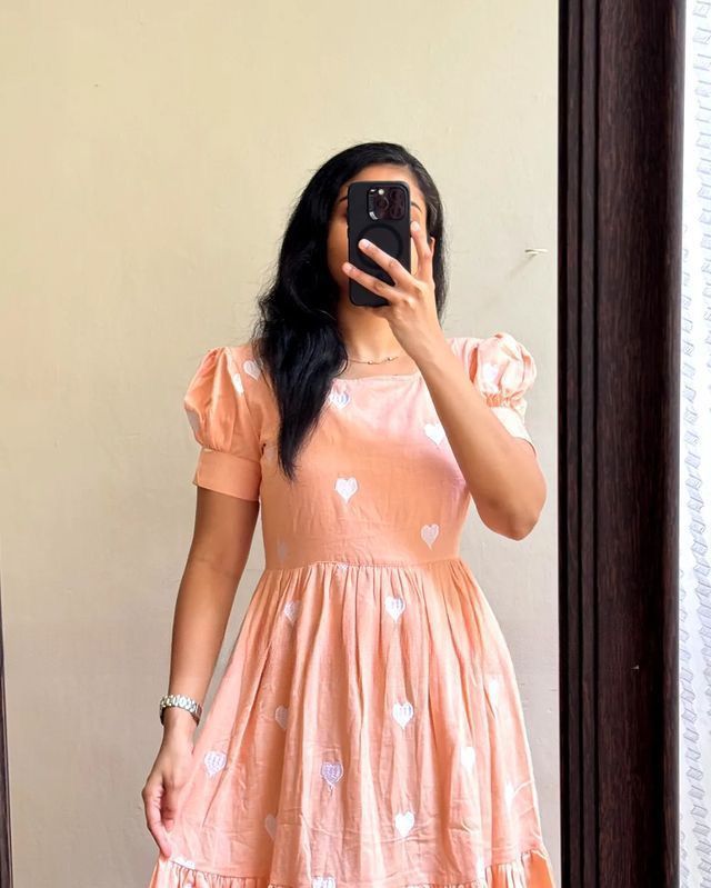 Here's presenting you a perfect pretty fit for Party Wear The beautiful heart ❤️ All Over the Midi😍 Along With Complimenting neck line just makes its more beautiful  🤍