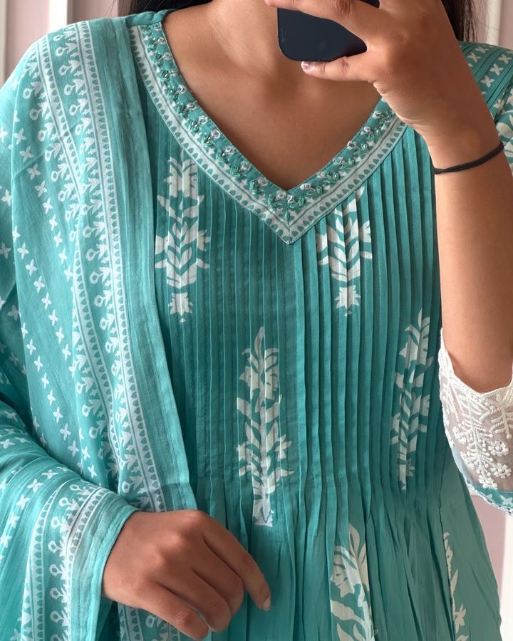 V-Neck Kurti With Pant & Dupatta